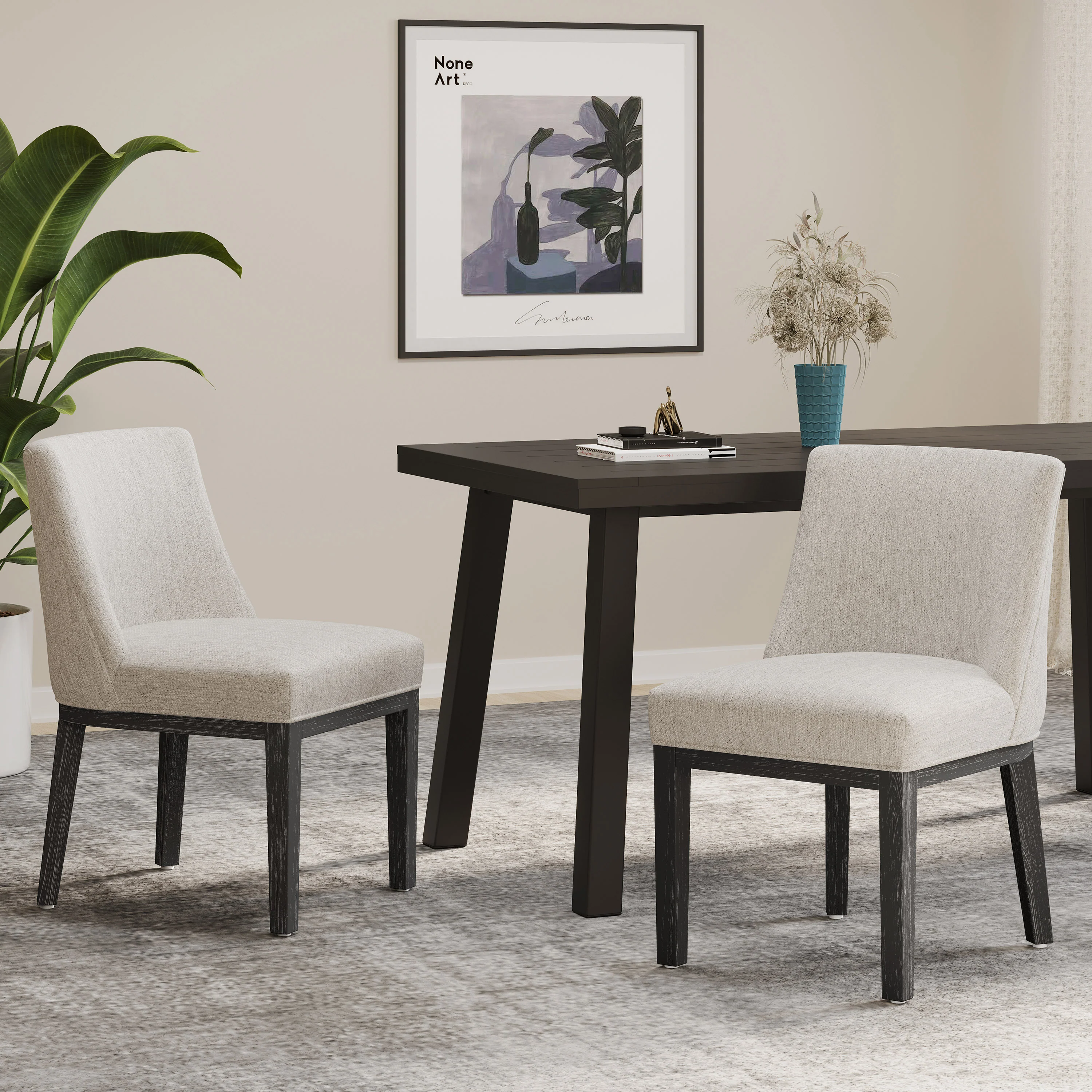 Boise Contemporary Fabric Upholstered Wood Dining Chairs, Set of 2 - furnishings