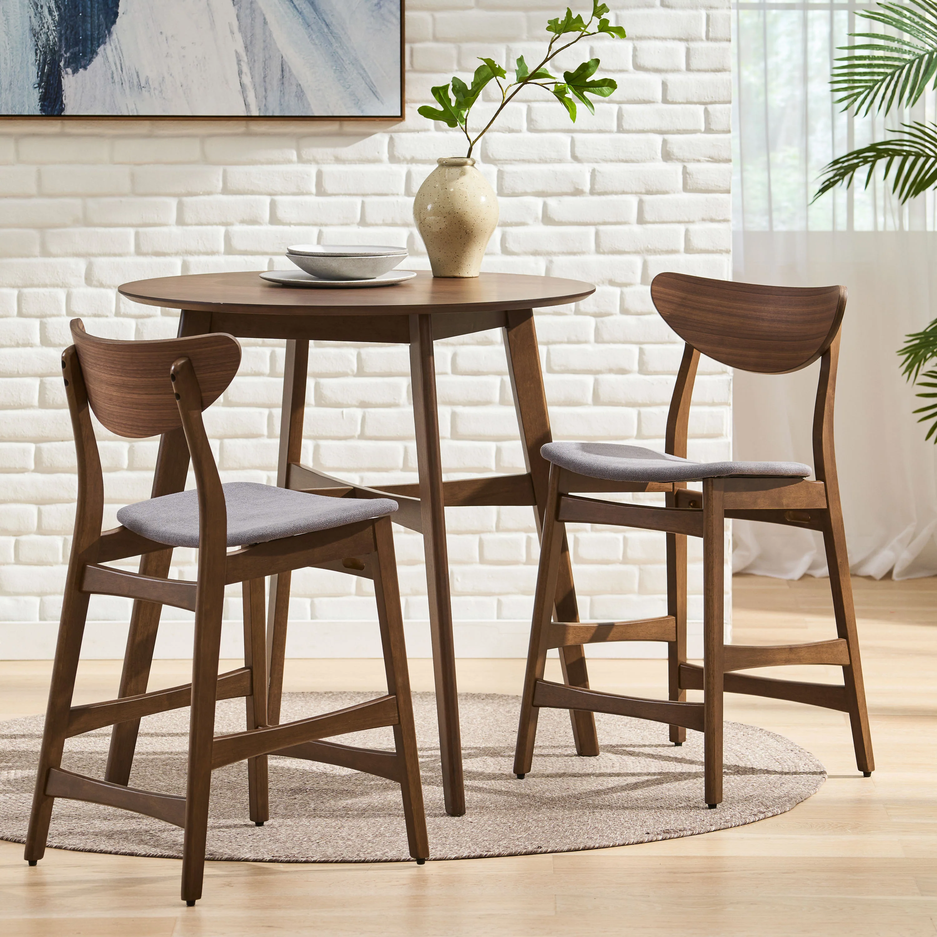 Helen Dark Fabric/ Wood Finish Counter Height Dining Set - furnishings