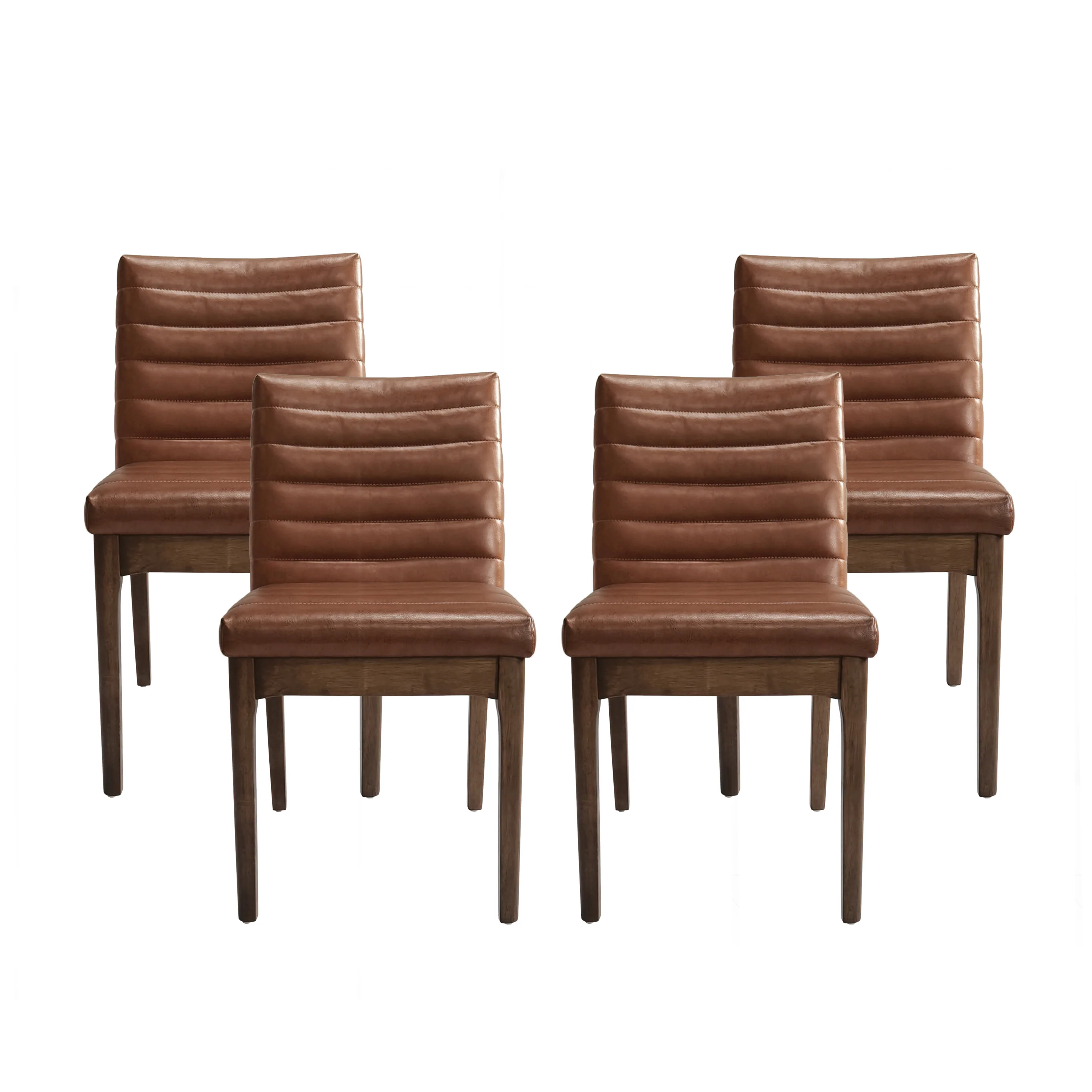 Elisson Mid Century Modern Channel Stitch Dining Chairs, Set of 4 - furnishings