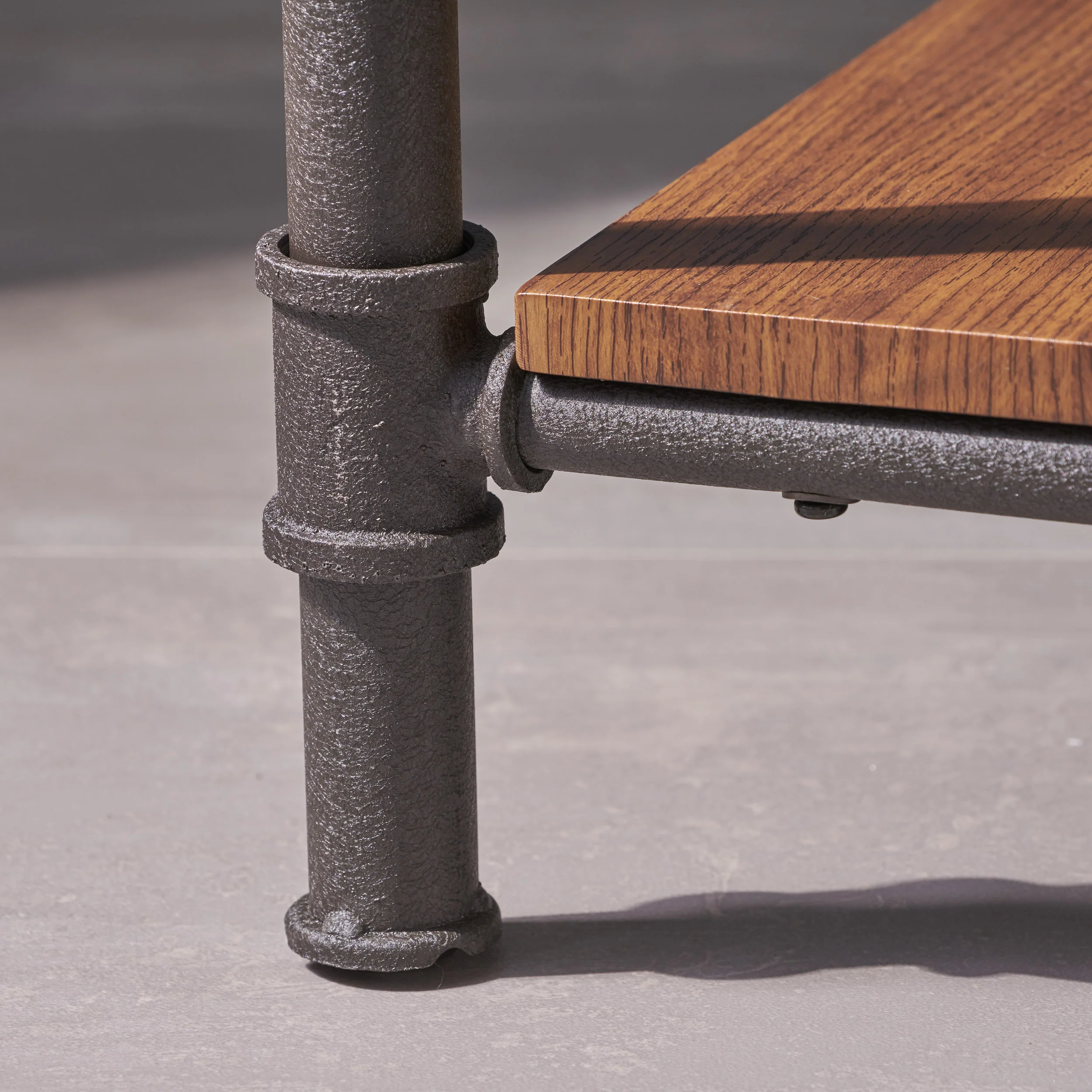 Mila Industrial Faux Wood End Table, Teak Finish - furnishings