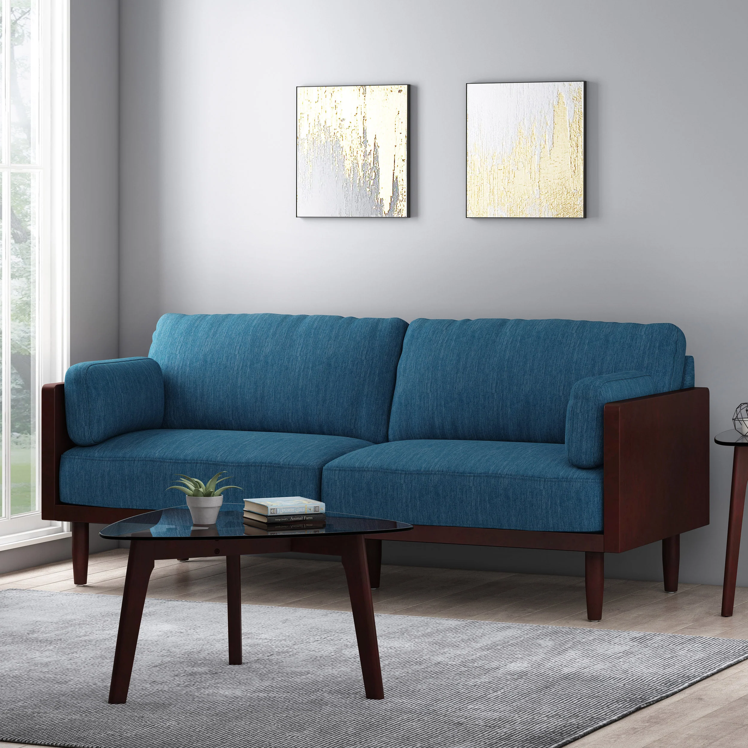 Bagan Mid-Century Modern Upholstered 3 Seater Sofa - furnishings