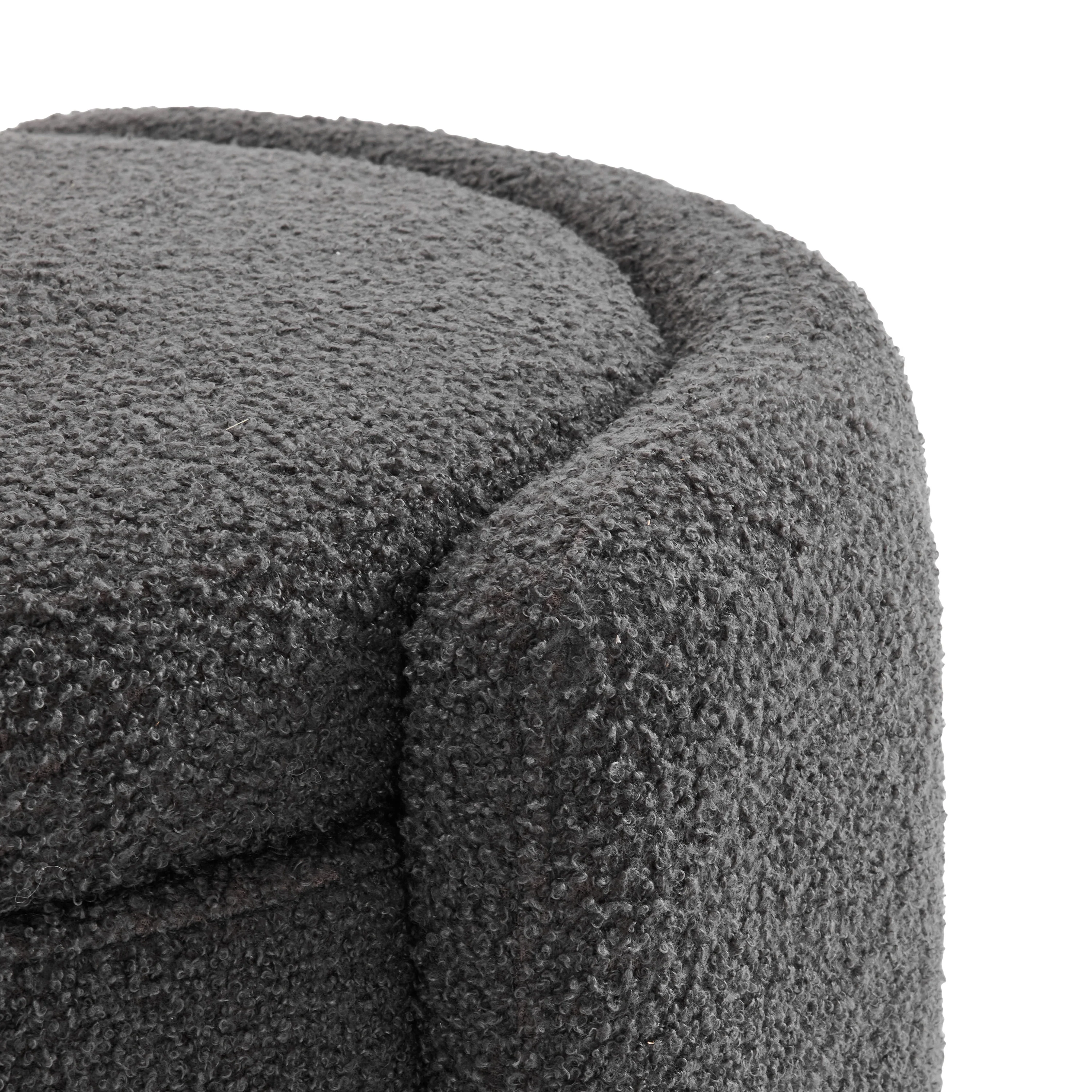 Cozy Lamb Fleece Oval Storage Ottoman Footstool Bench - furnishings