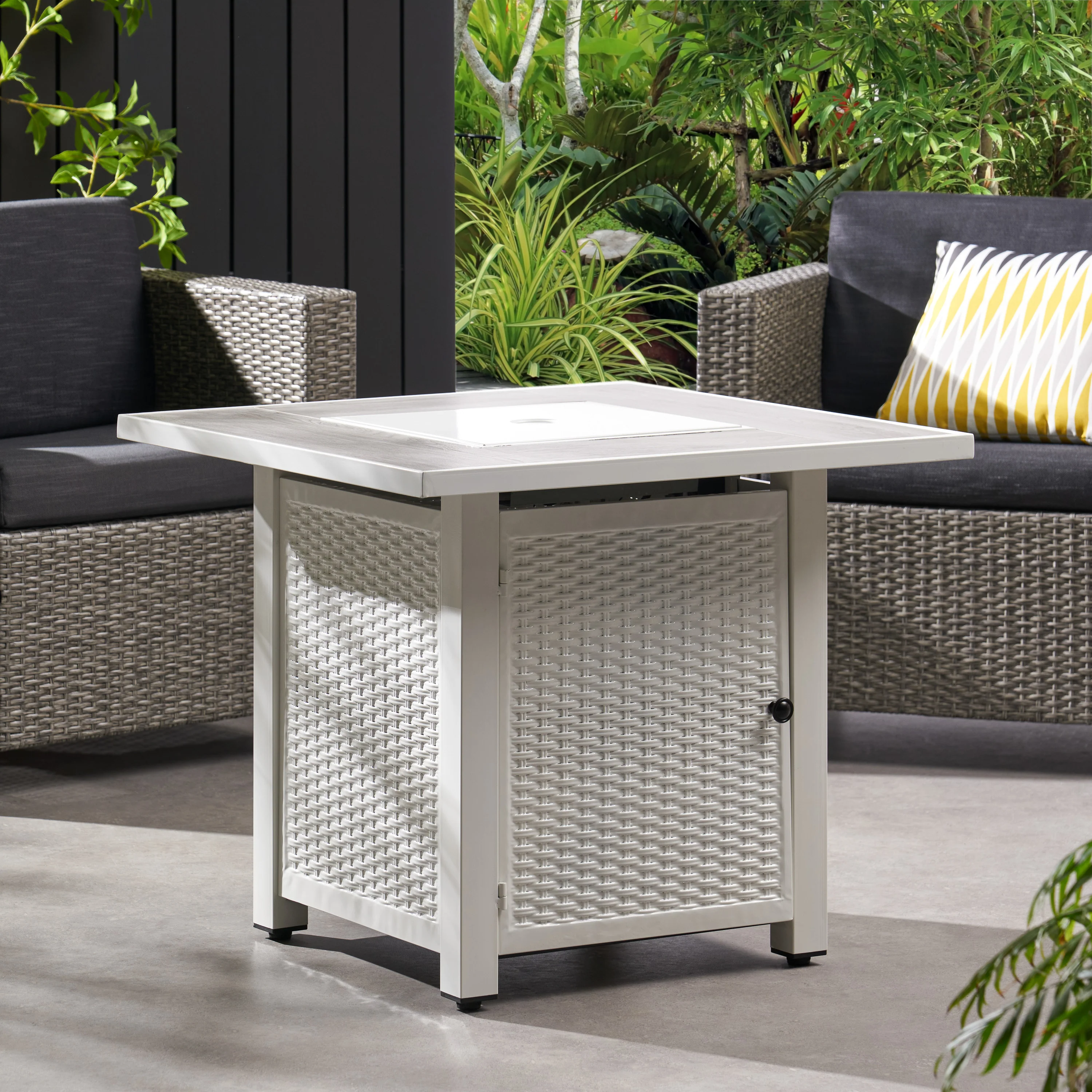 Larry Outdoor 40,000 BTU Iron Square Fire Pit - furnishings