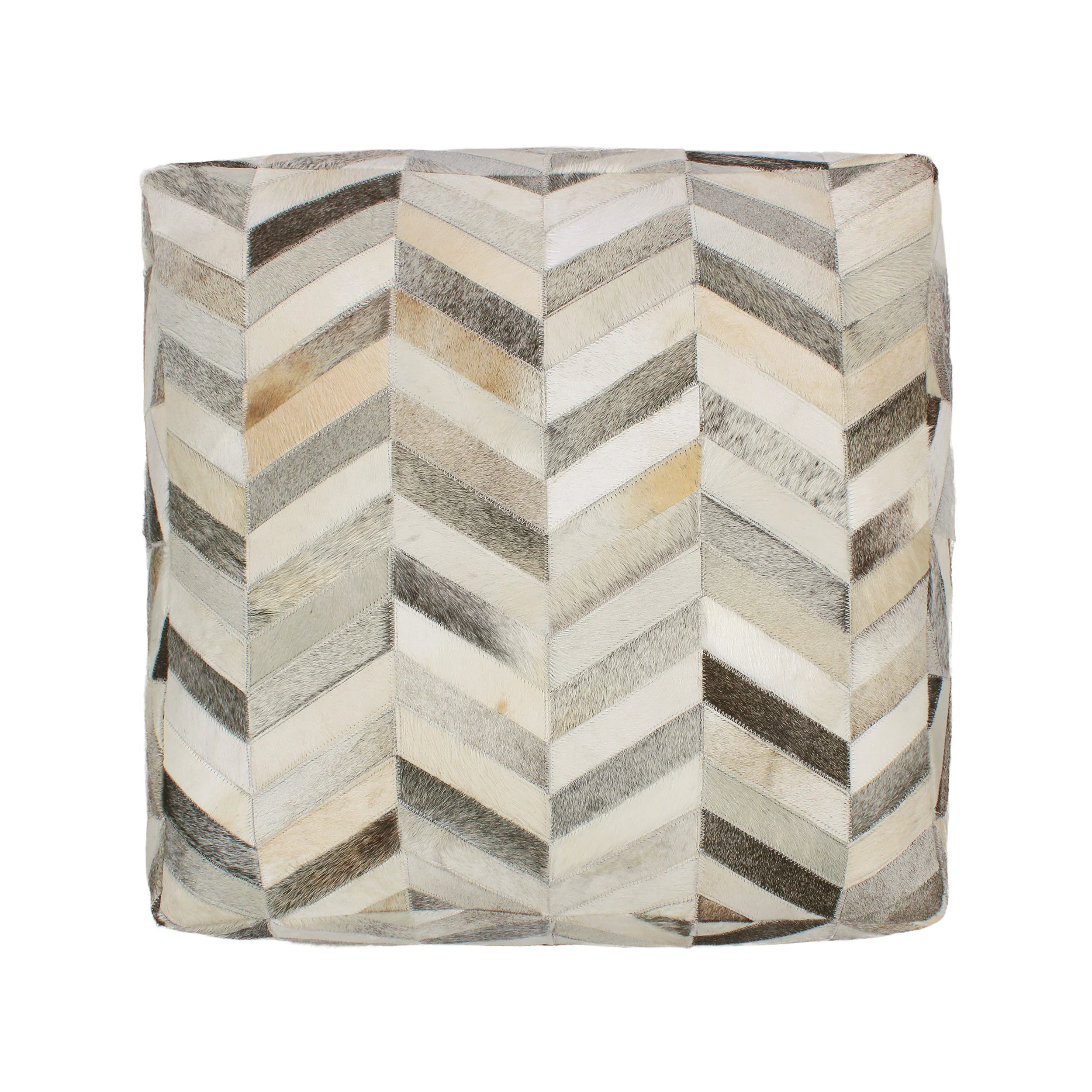 Zagan Handcrafted Boho Cowhide Pouf - furnishings
