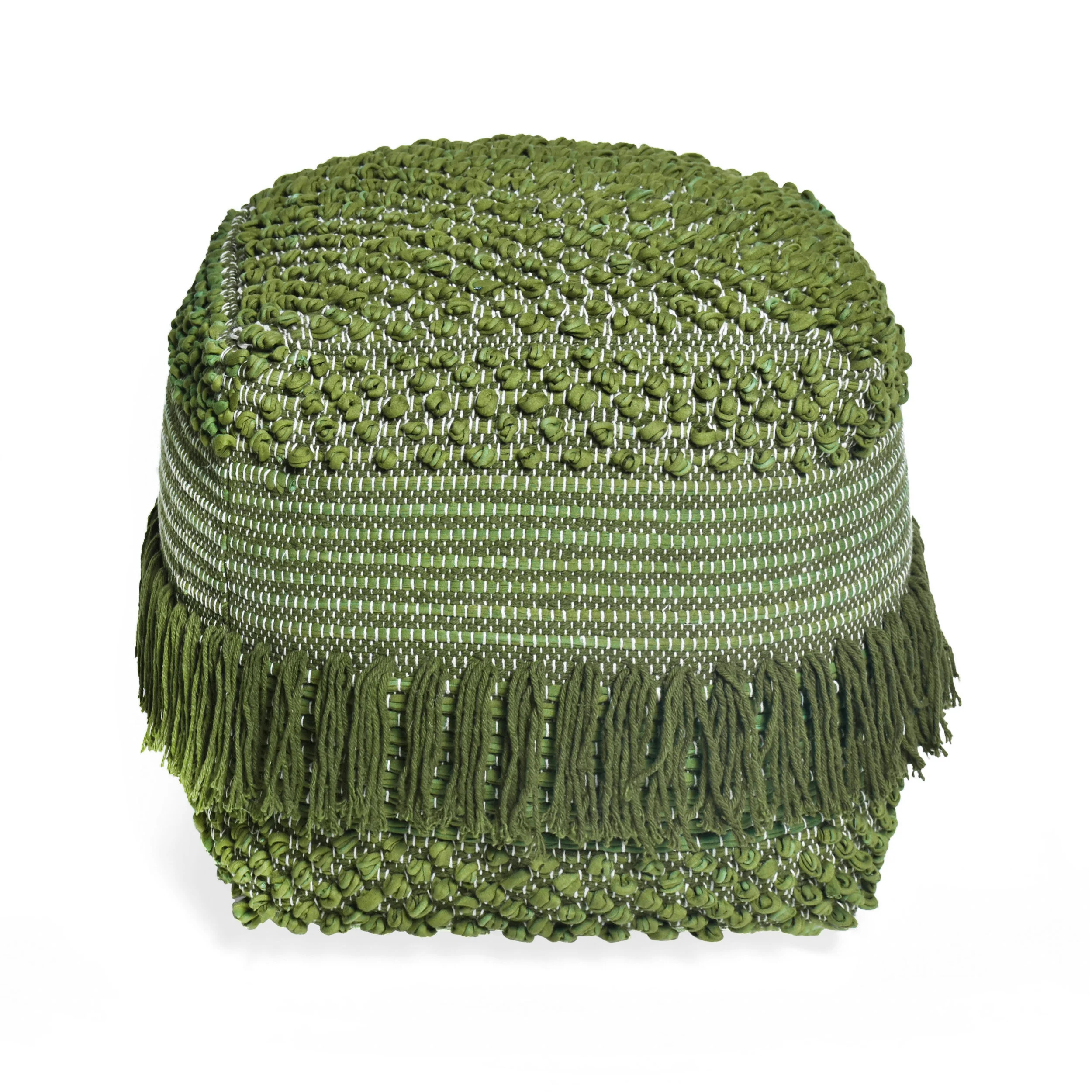 Naholo Boho Handcrafted Fabric Cube Pouf - furnishings