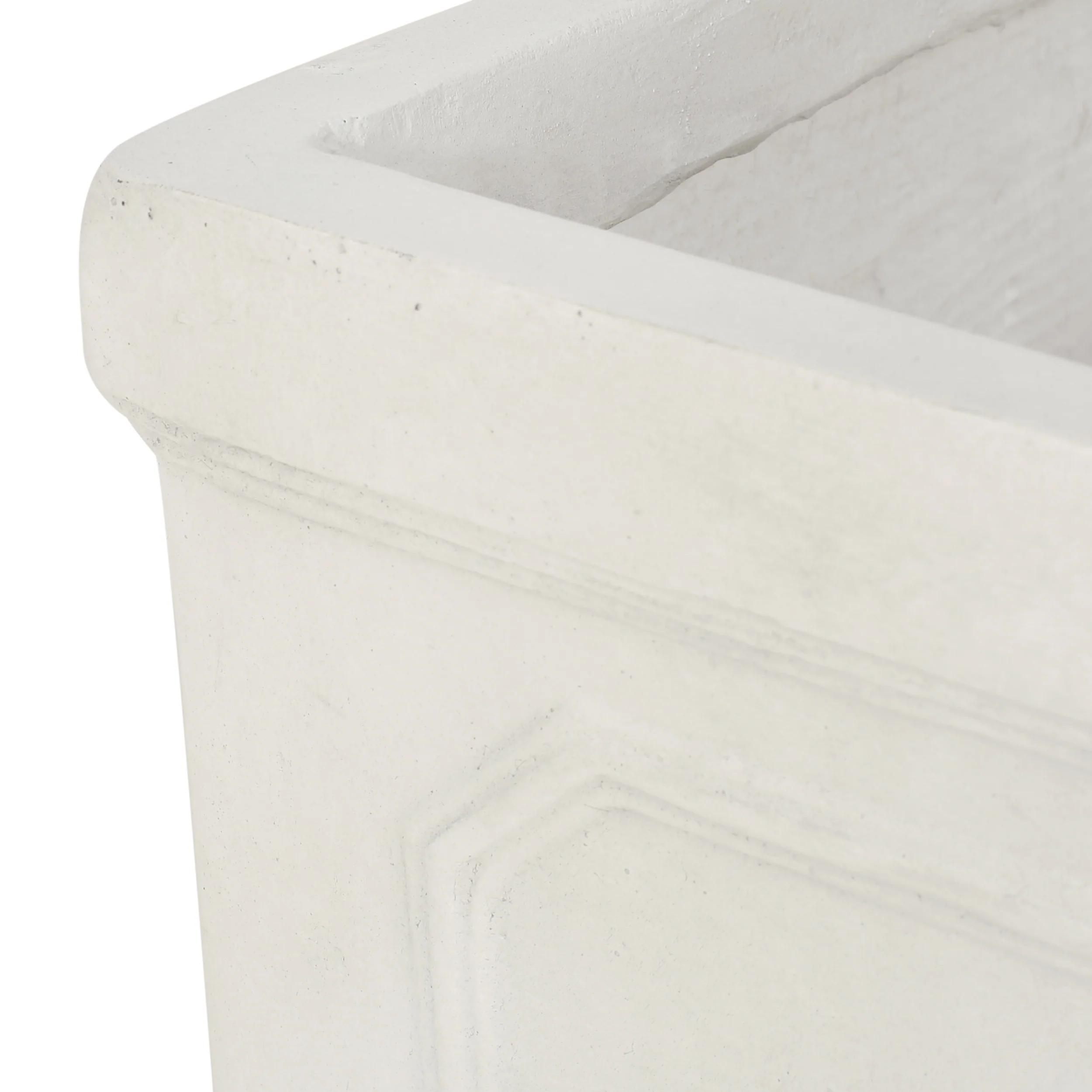 Greg Outdoor Small and Large Cast Stone Planter Set, Antique White - furnishings