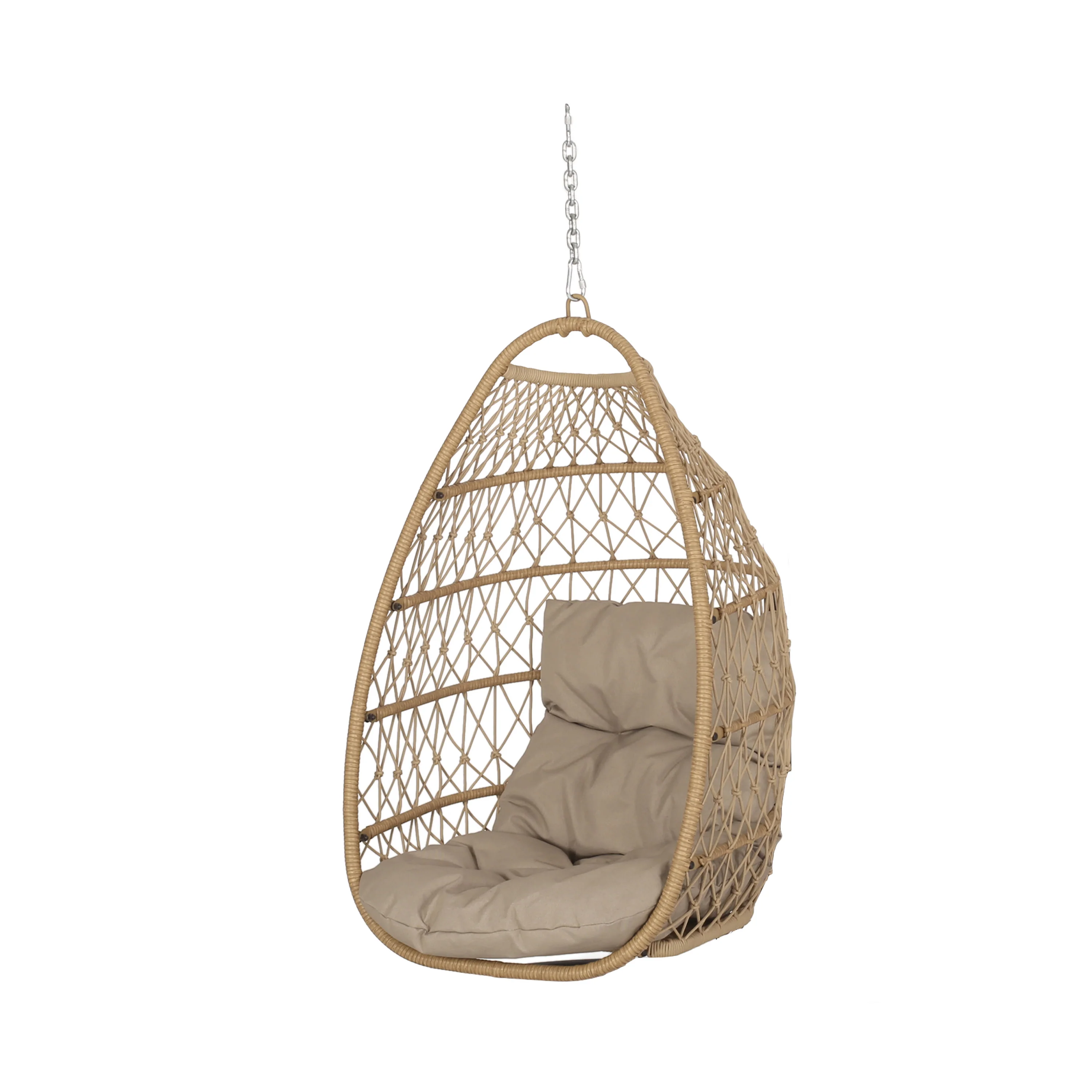 Coloma Outdoor Wicker Hanging Basket Chair with Cushions - furnishings