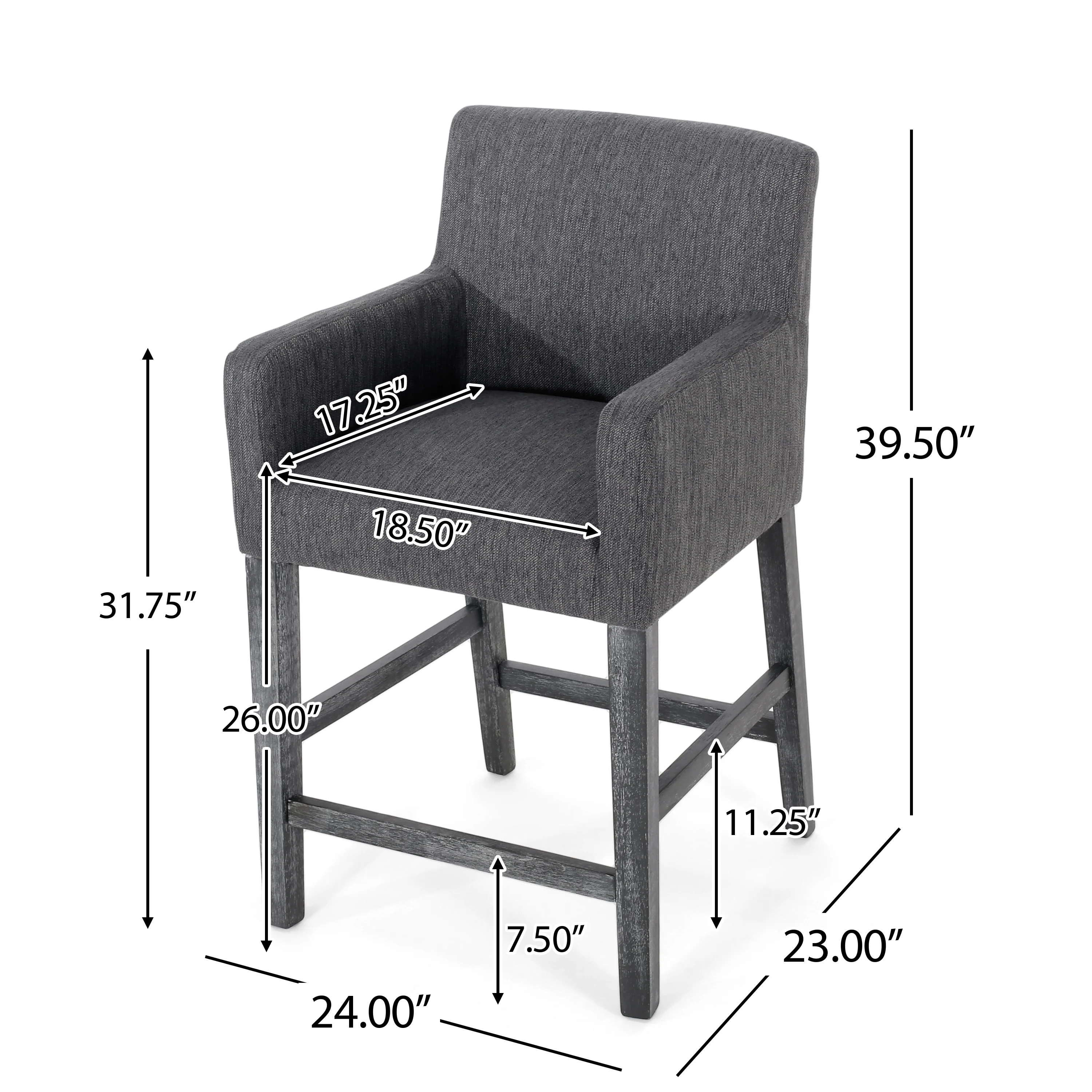 Chaparral Contemporary Fabric Upholstered Wood 26 inch Counter Stool - furnishings