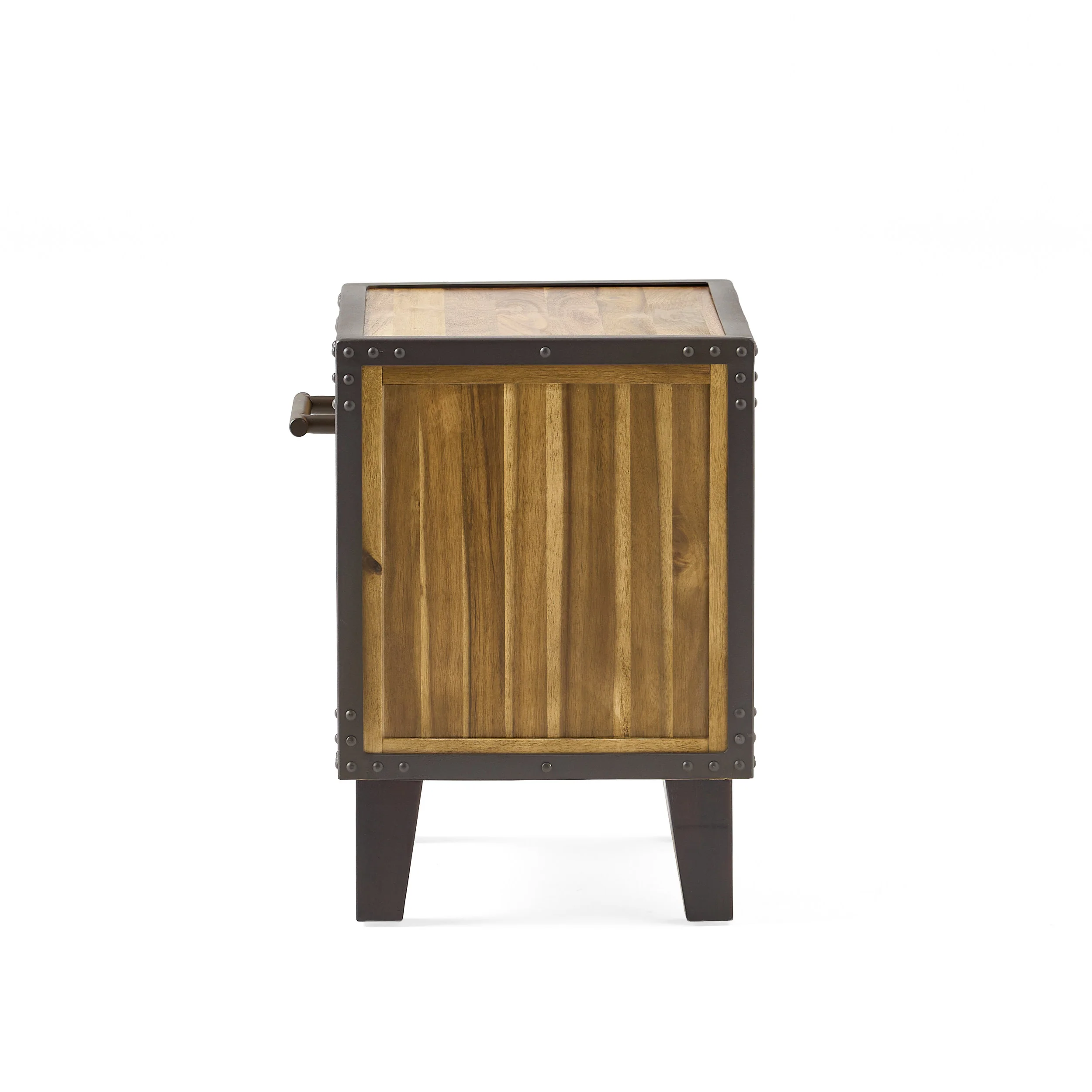 Glendora Industrial Solid Wood Single Drawer End Table Nightstand - furnishings