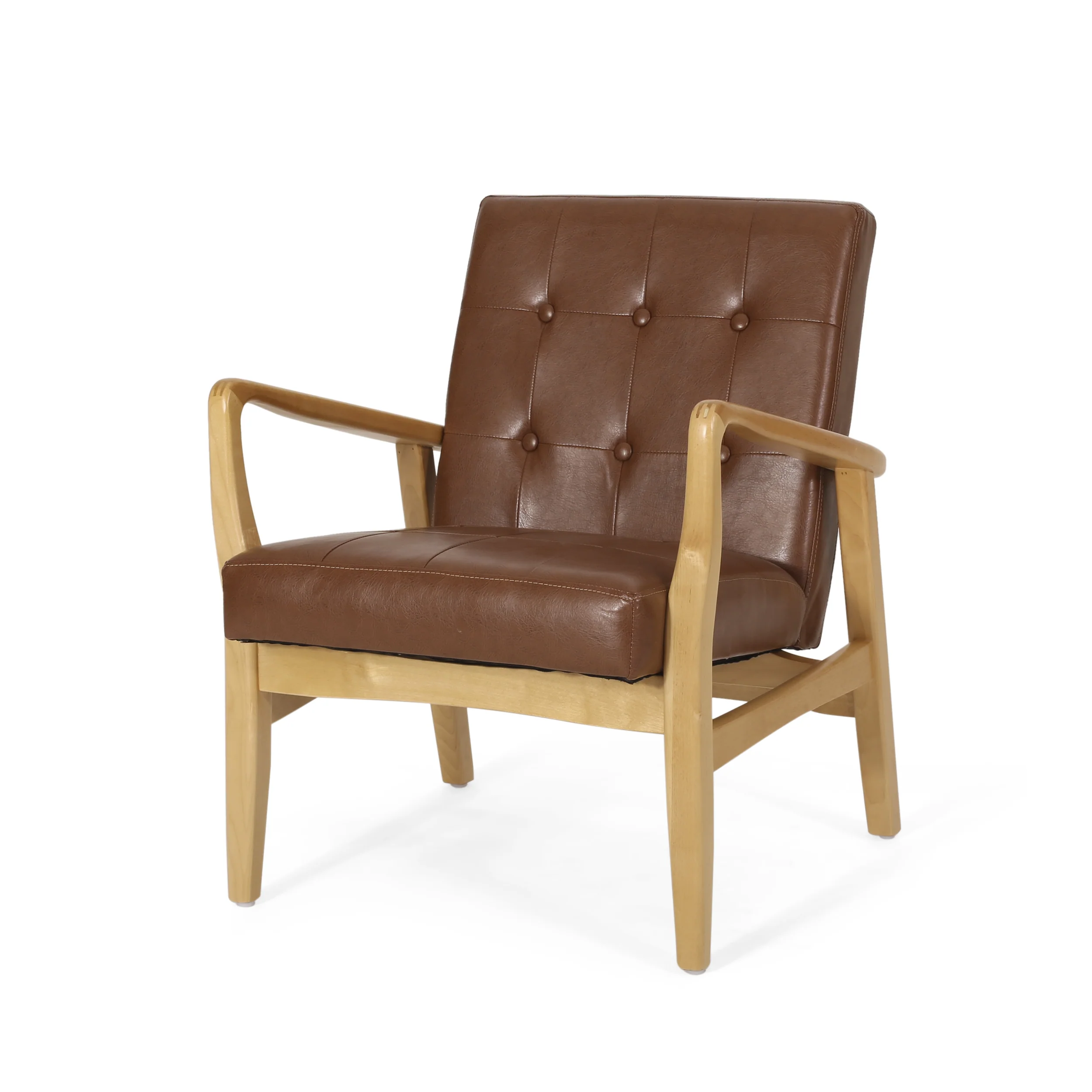 Callisto Mid Century Modern Upholstered Club Chair with Wood Frame - furnishings