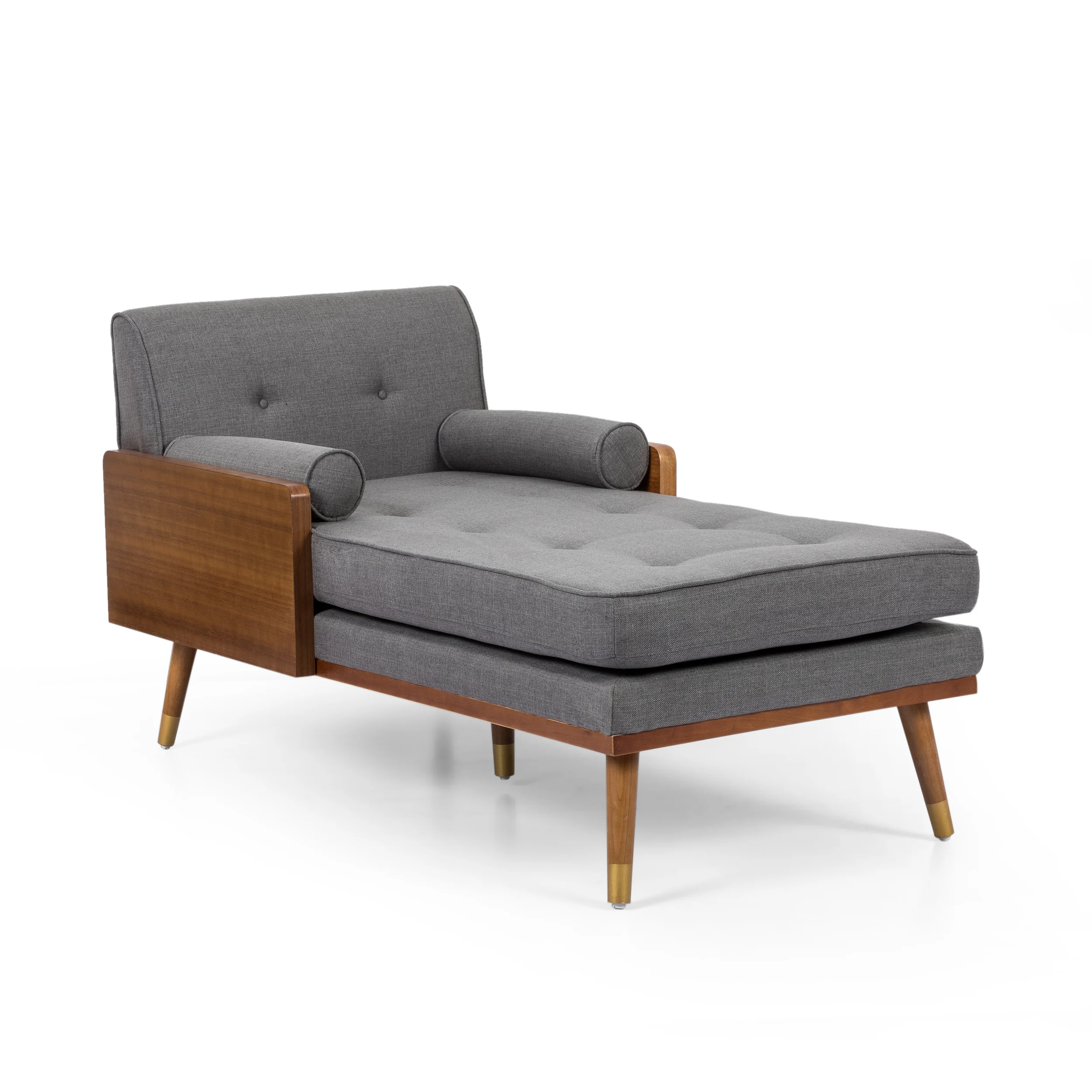 Pareesa Mid-Century Modern Fabric Chaise Lounge - furnishings