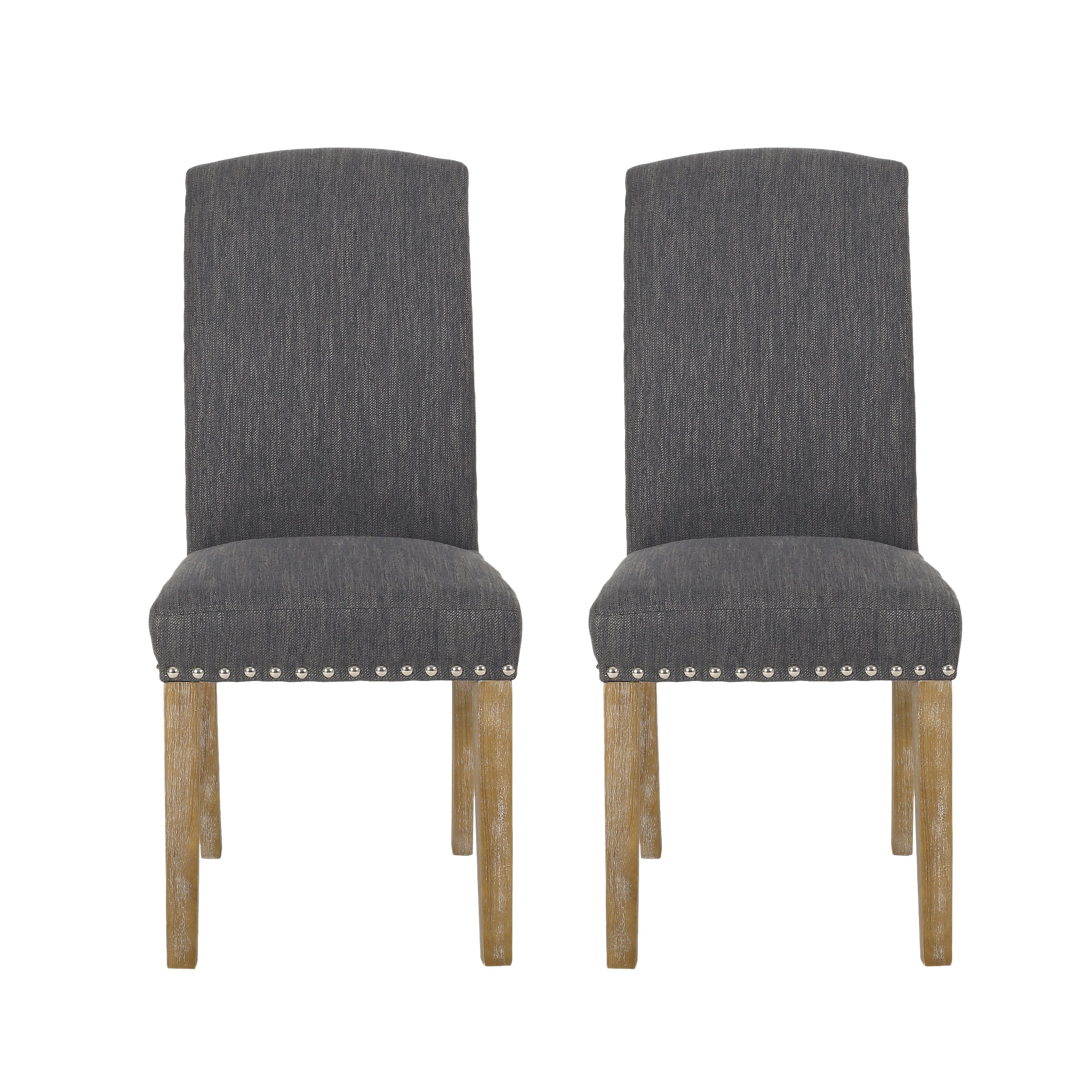Depue Contemporary Fabric Dining Chair with Nailhead Trim, Set of 2 - furnishings