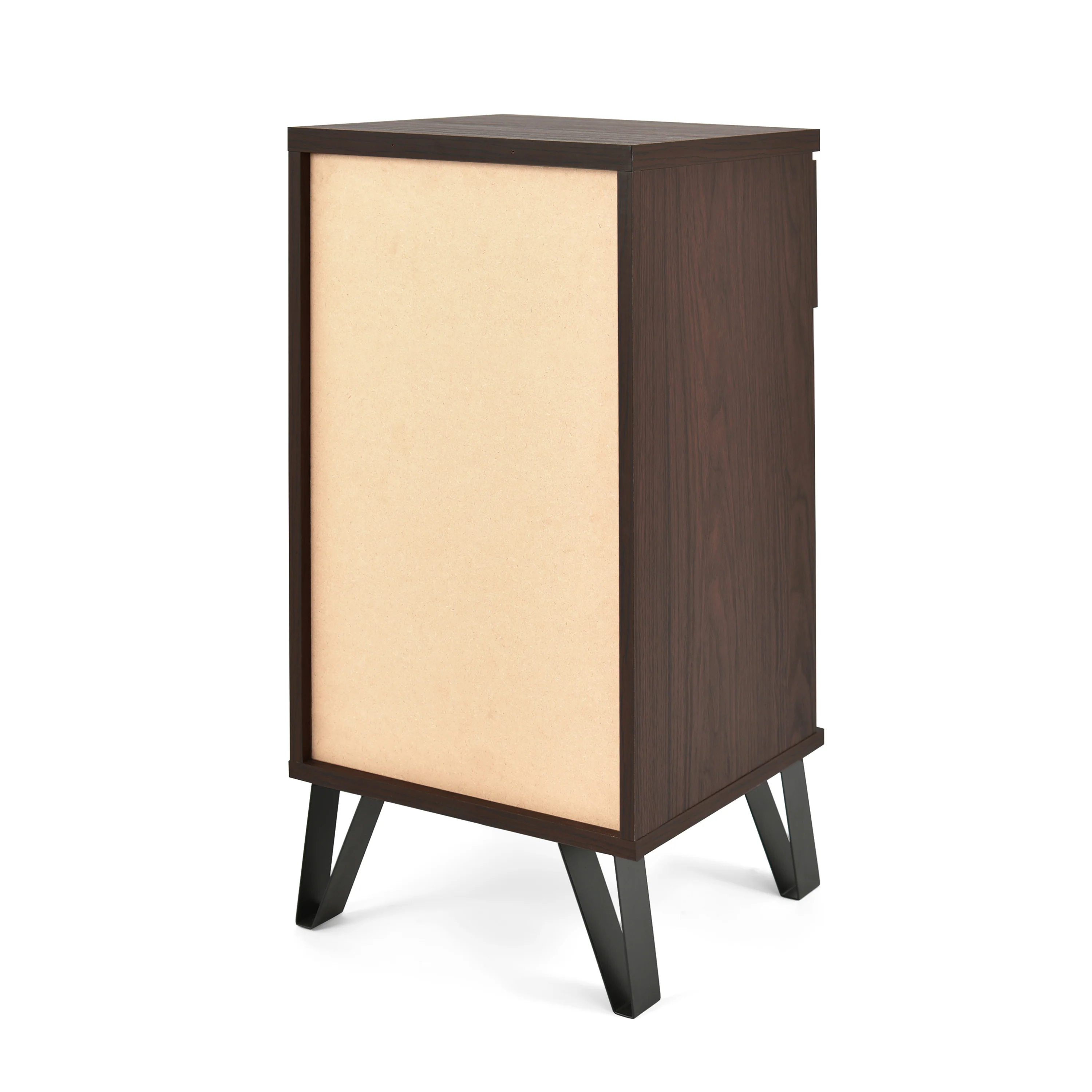 Demijen Modern Industrial Tall Nightstand with Drawer, Walnut and Matte Black - furnishings
