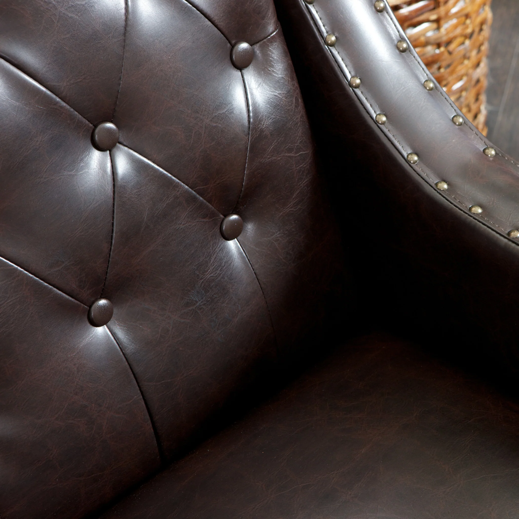 Nottingham Tufted Brown Leather Club Chair - furnishings