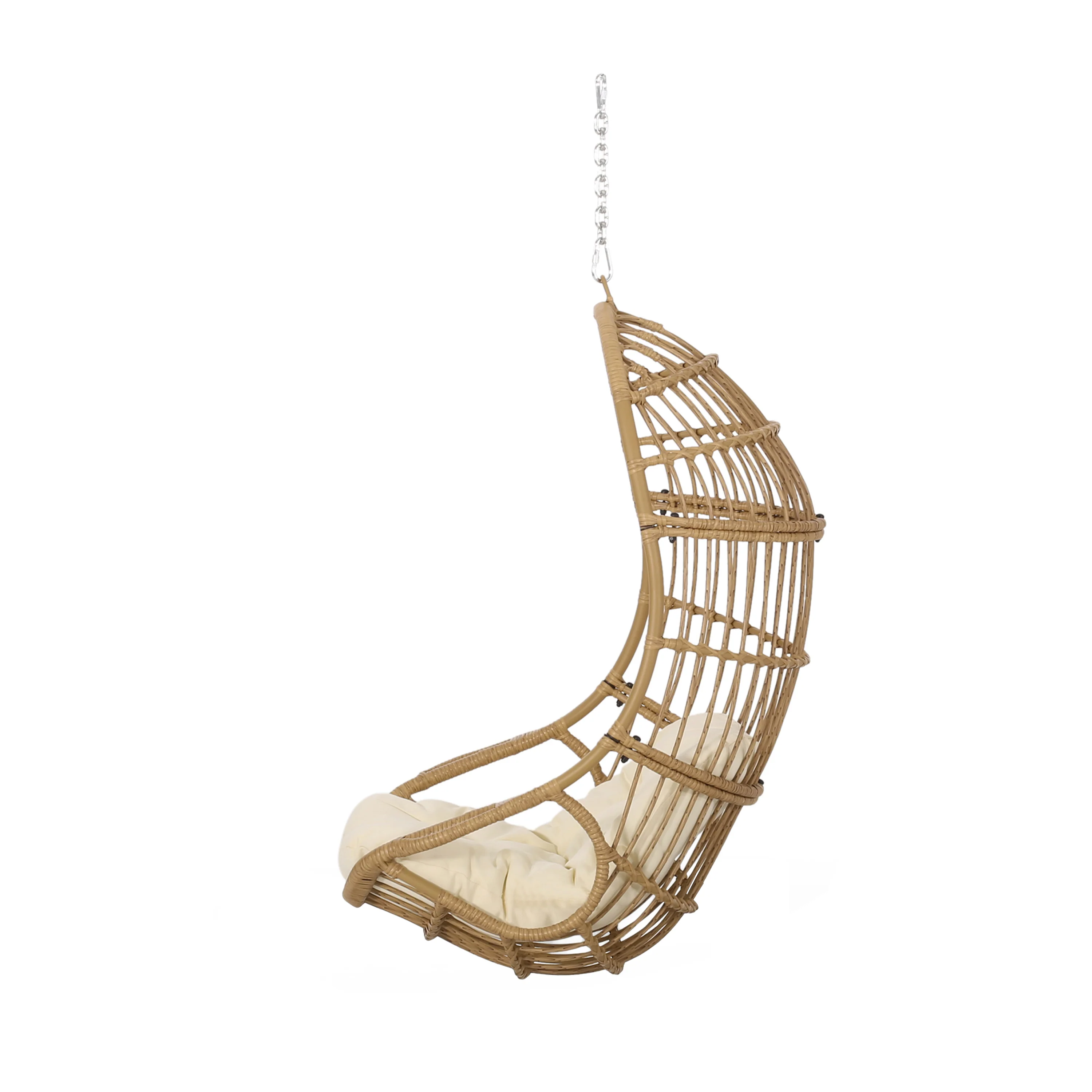 Perry Outdoor Wicker Hanging Basket Chair with Cushions - furnishings