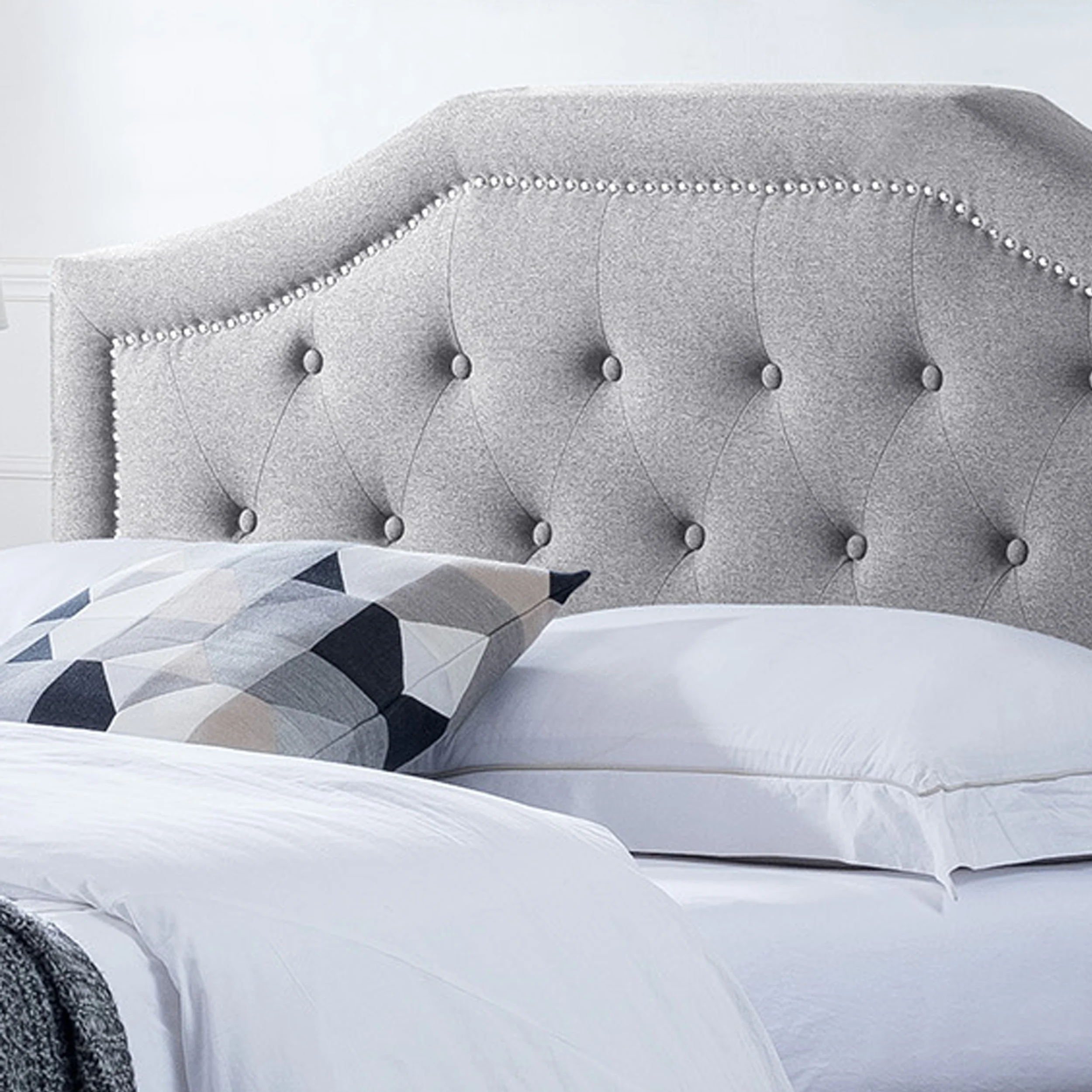 Renee Contemporary Low Profile Fully Upholstered Fabric Platform Bed Frame, Queen - furnishings