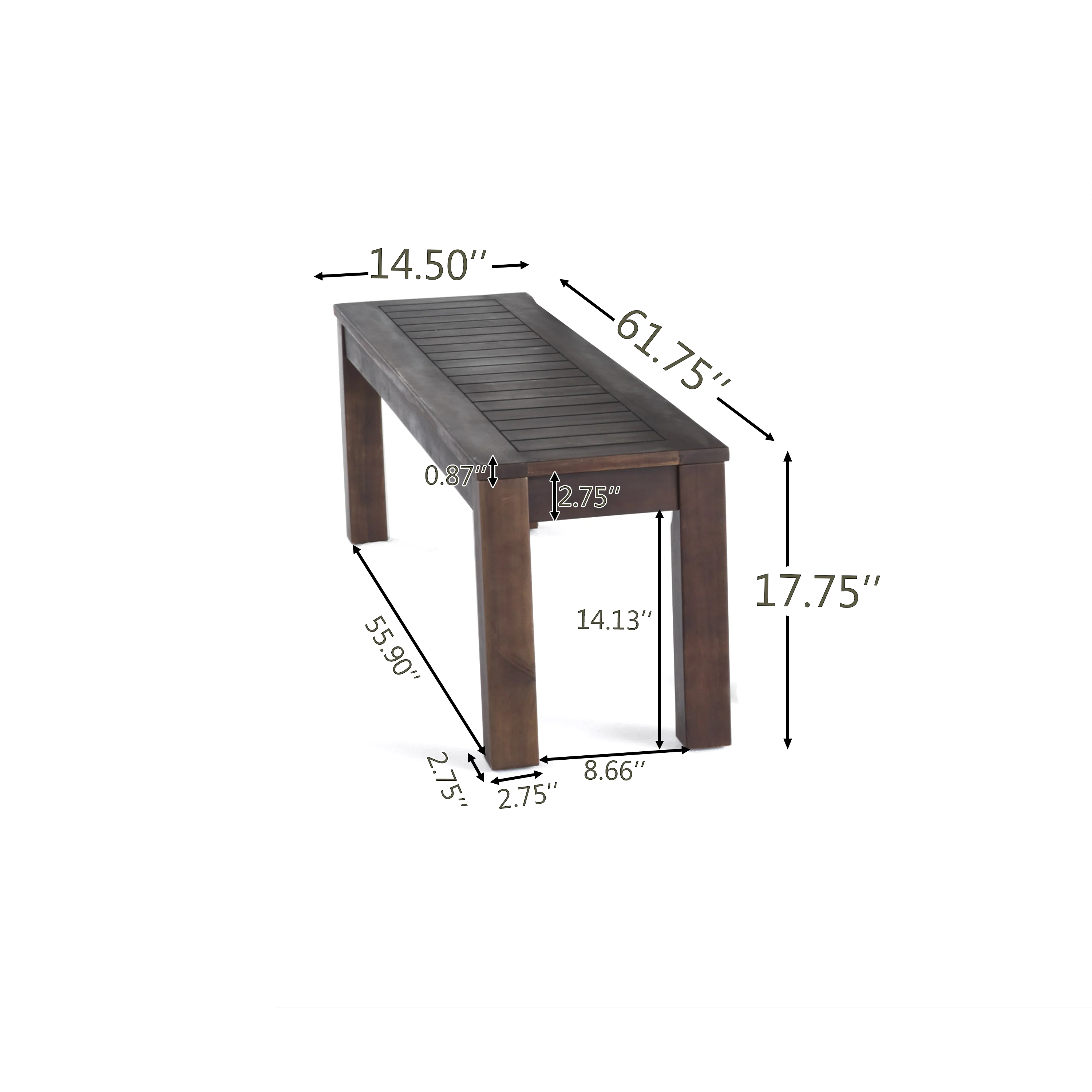 Marin Rustic Outdoor Slat Dark Brown Acacia Wood Picnic Set - furnishings