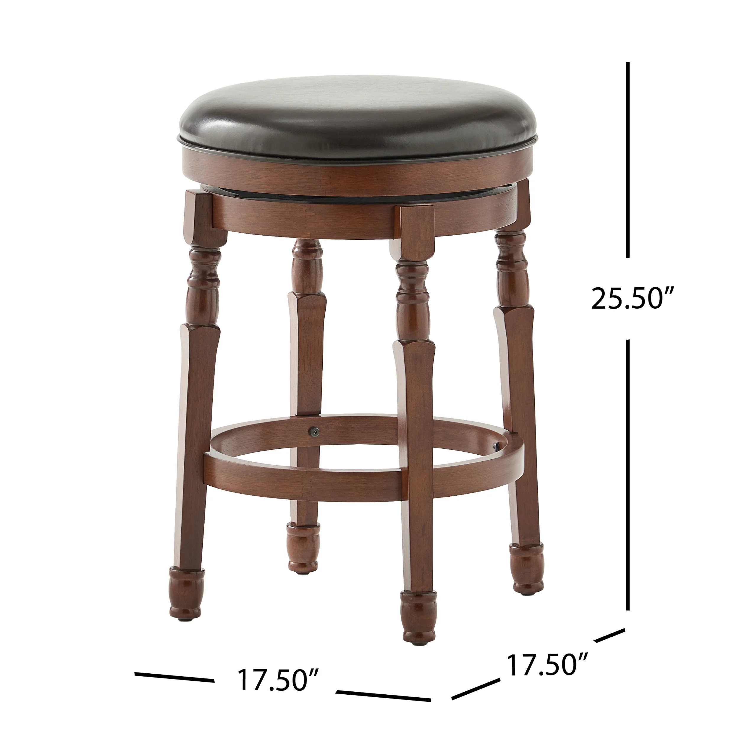 Jaxx Brown Leather Swivel 26-Inch Counter Stool (Set of 2) - furnishings
