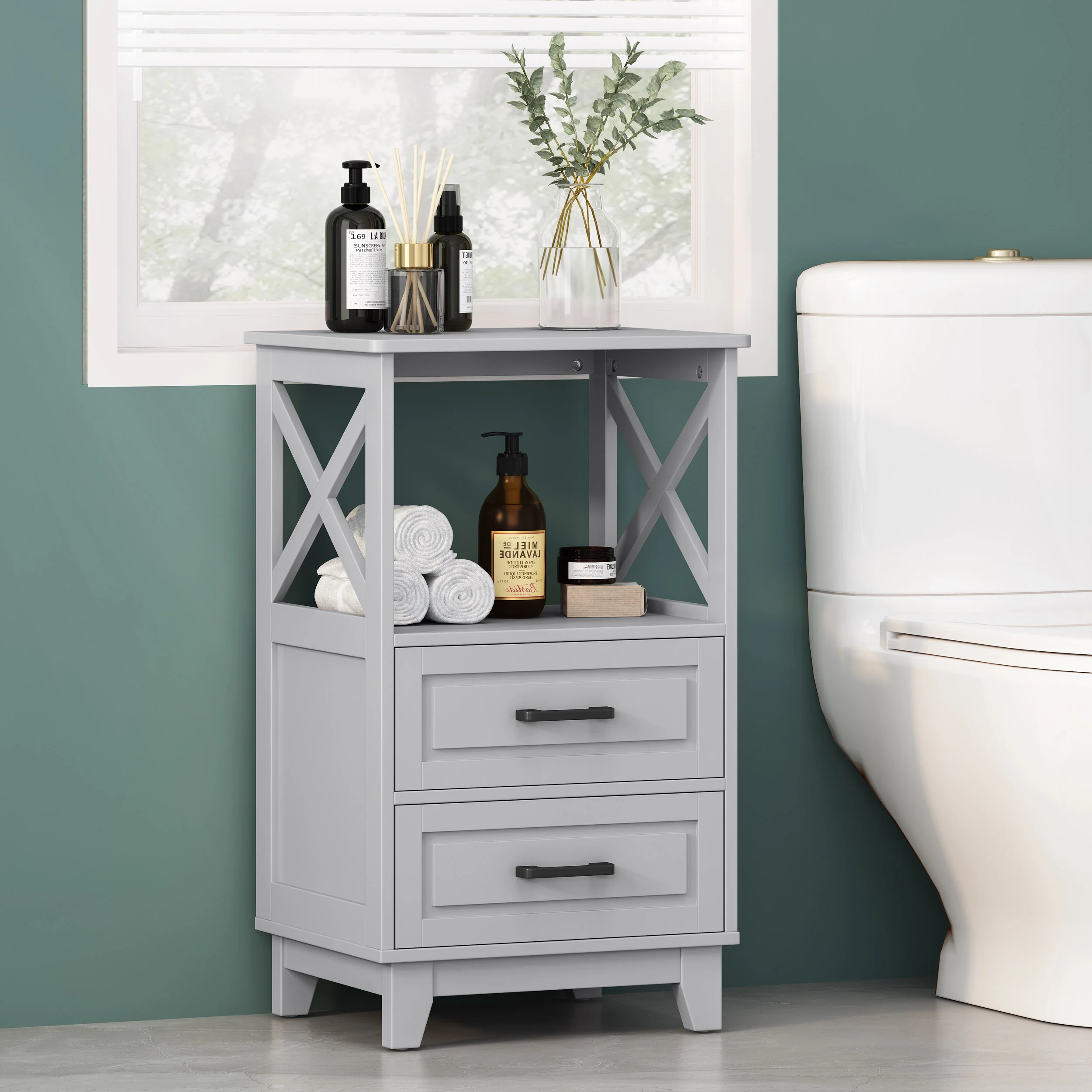 McCusker Modern Bathroom Storage Cabinet with Drawers - furnishings