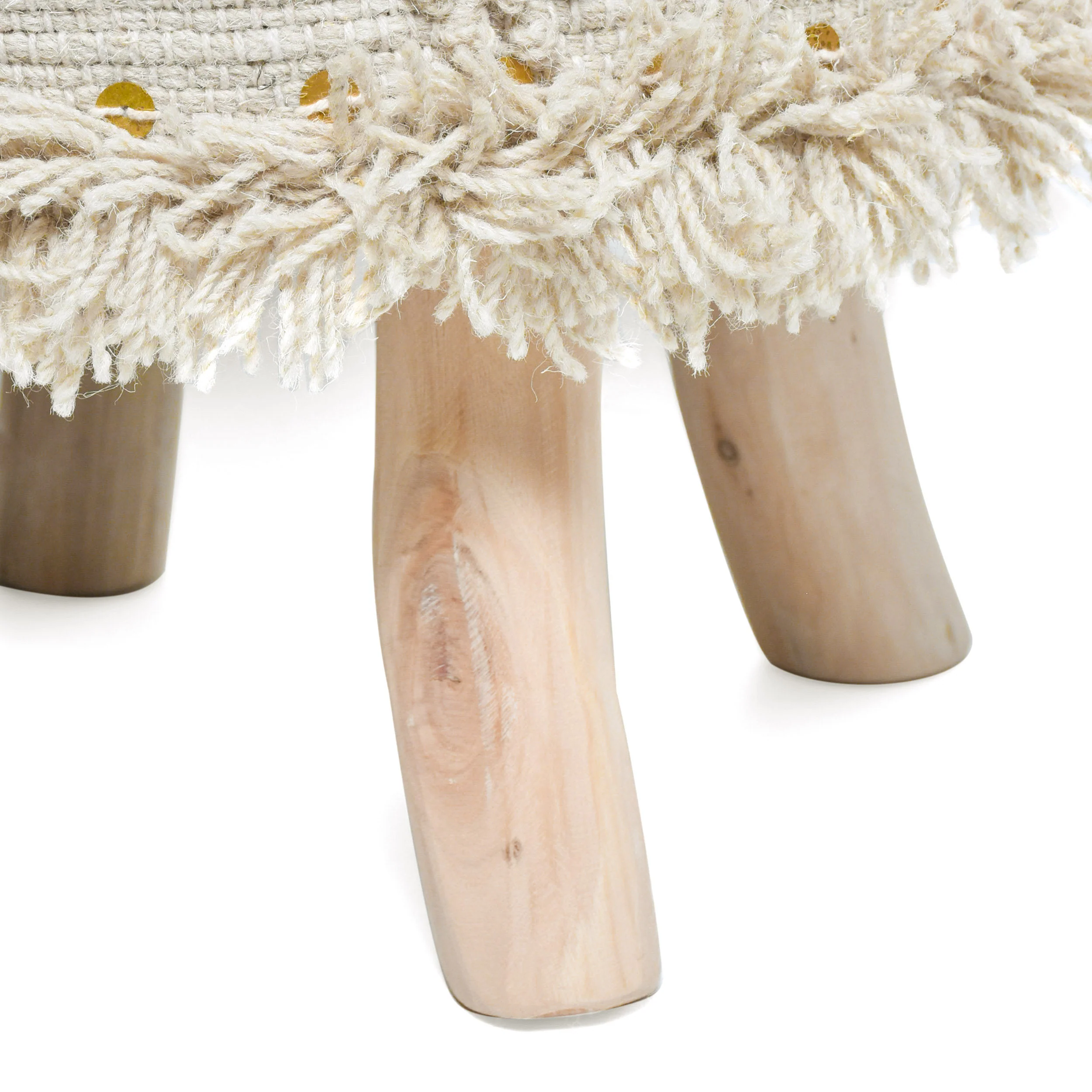Edene Handcrafted Boho Fabric Stool with Metal Accents - furnishings