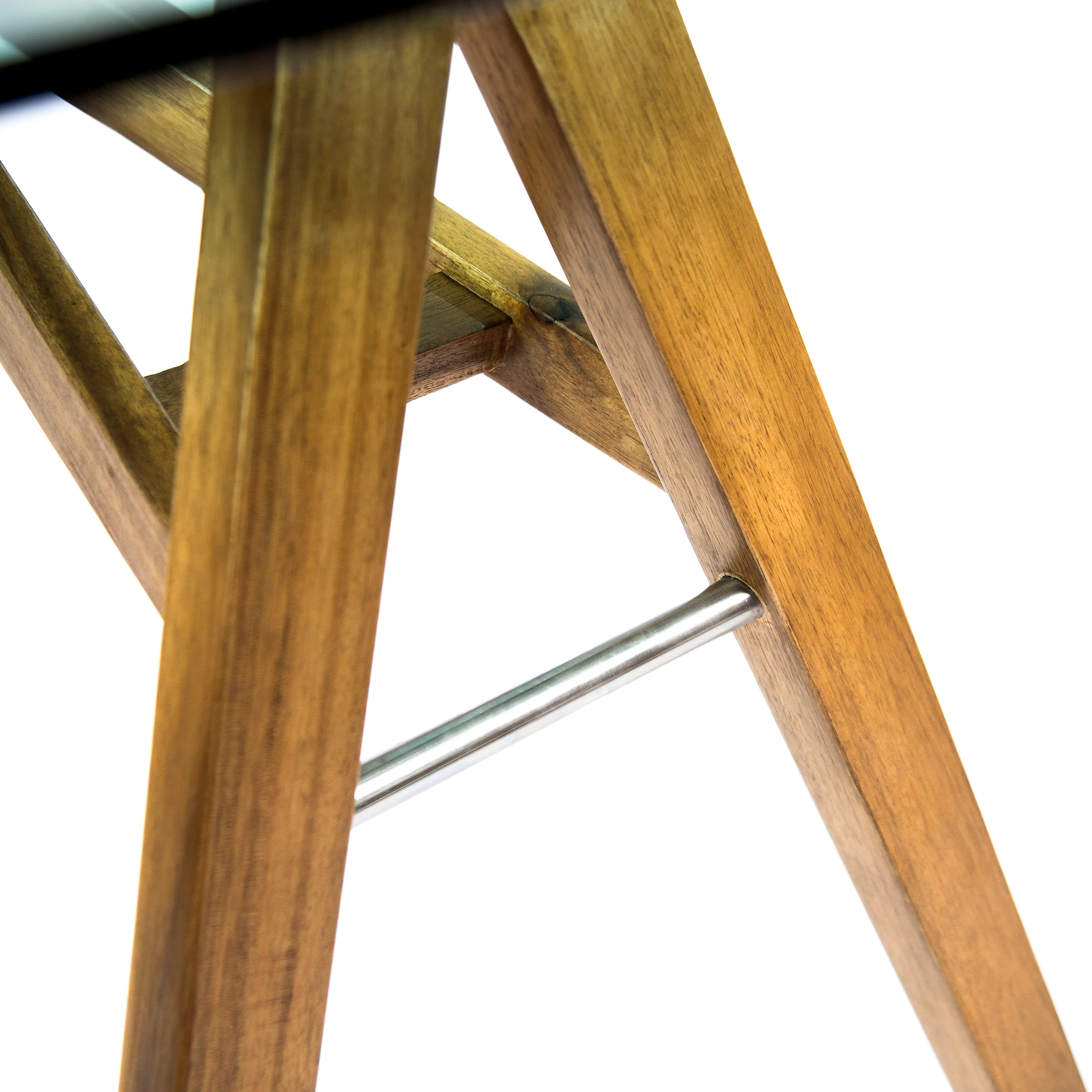 Camey Mid-Century Acacia Wood Desk with Tempered Glass Top - furnishings