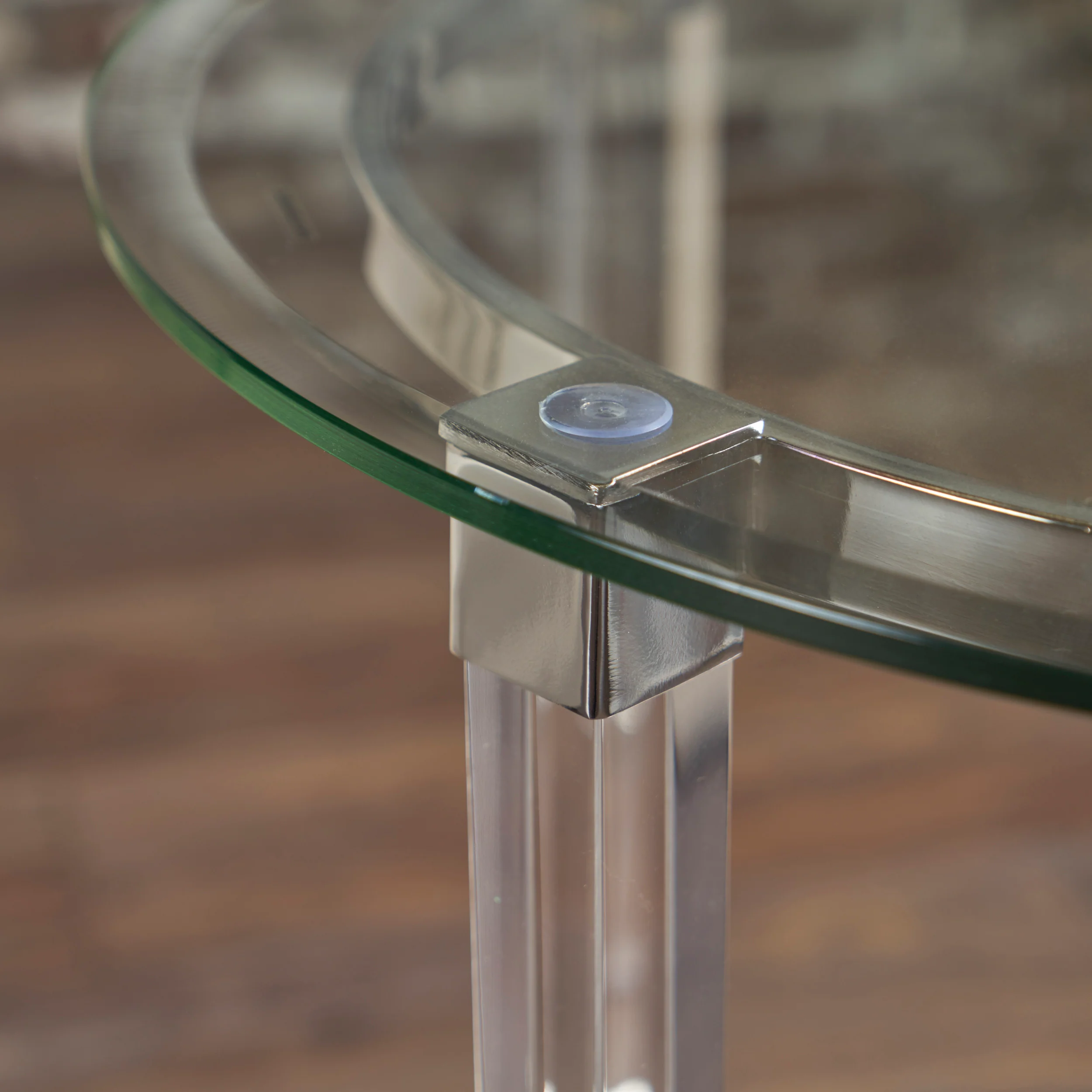 Orson See Through Clear Acrylic & Glass Round End Table - furnishings