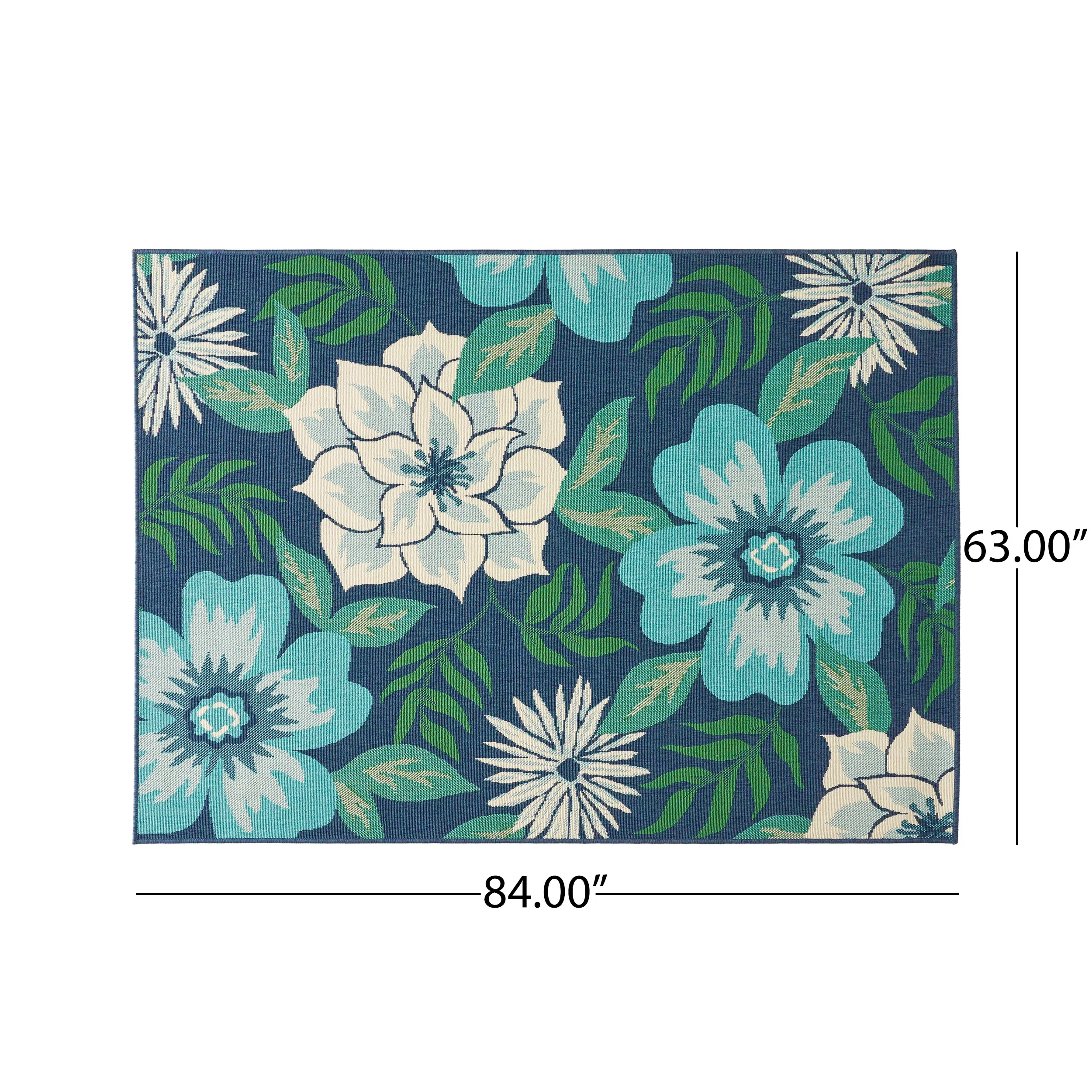 Truda Outdoor Floral Area Rug, Blue and Green - furnishings
