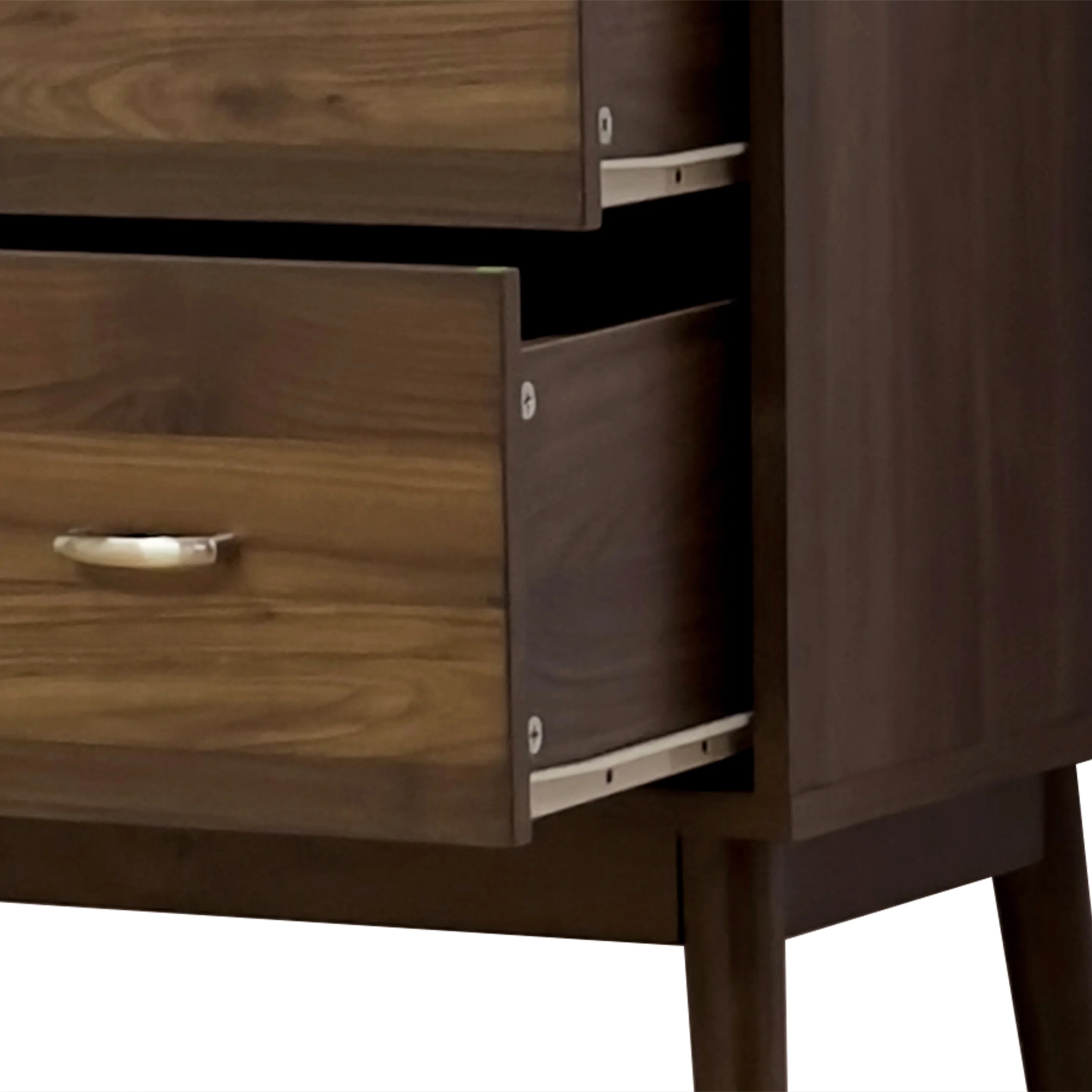 Wilbur Mid Century Wooden 3 Piece Double Dresser and Nightstand Bedroom Set - furnishings