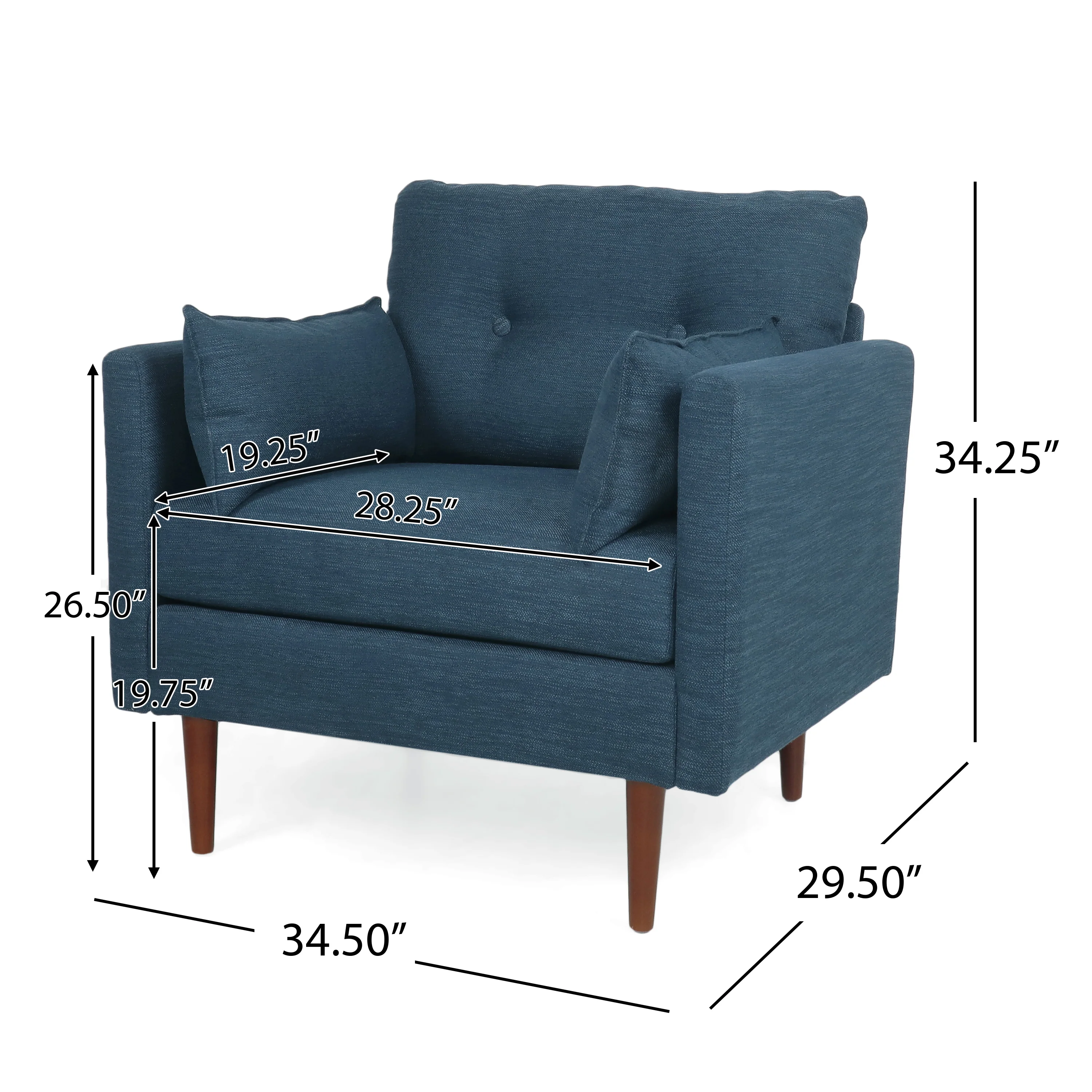 Ashuelot Mid Century Modern Fabric Tufted Club Chair with Accent Pillows - furnishings