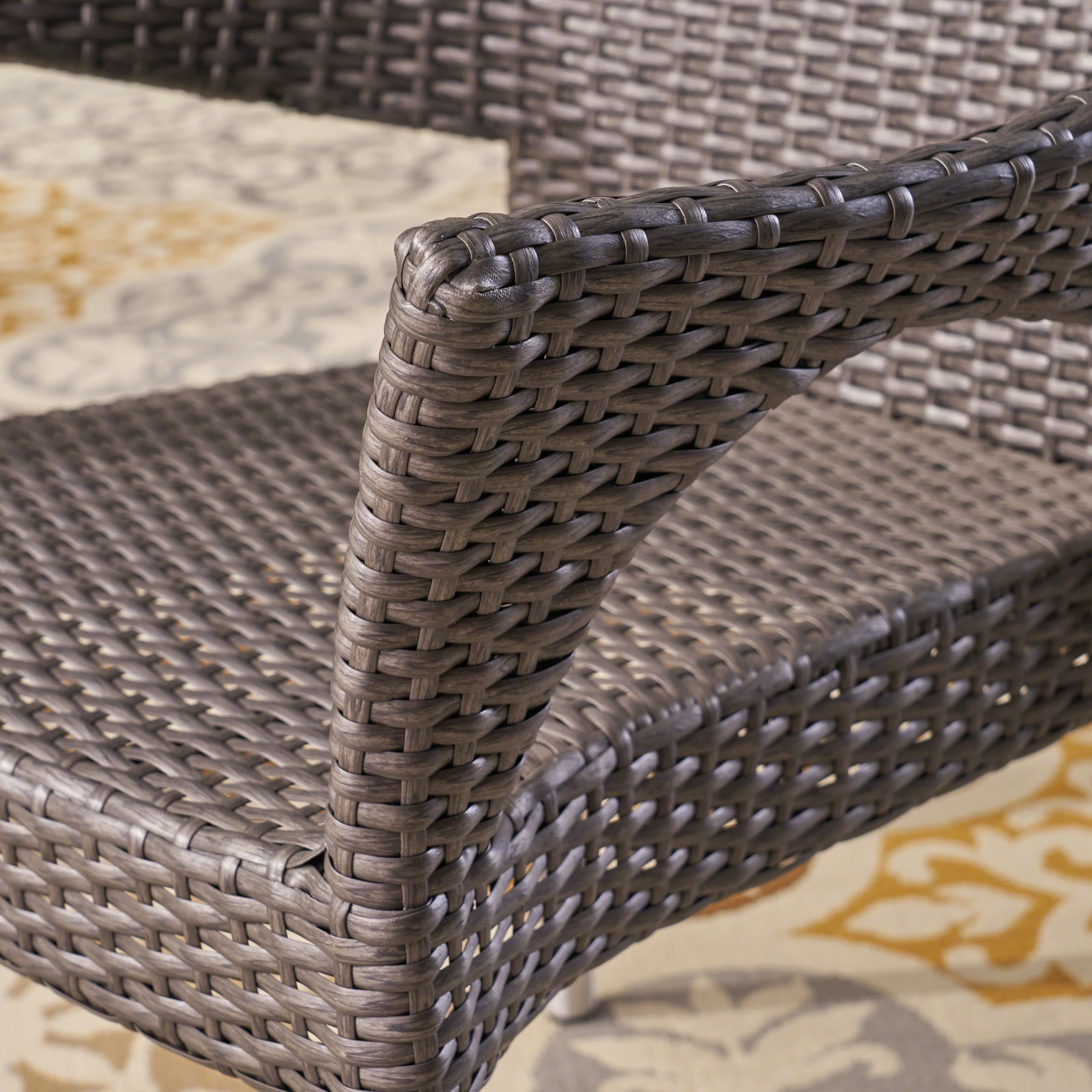 Tyesha Outdoor 7 Piece Wood and Wicker Dining Set, Gray and Gray - furnishings