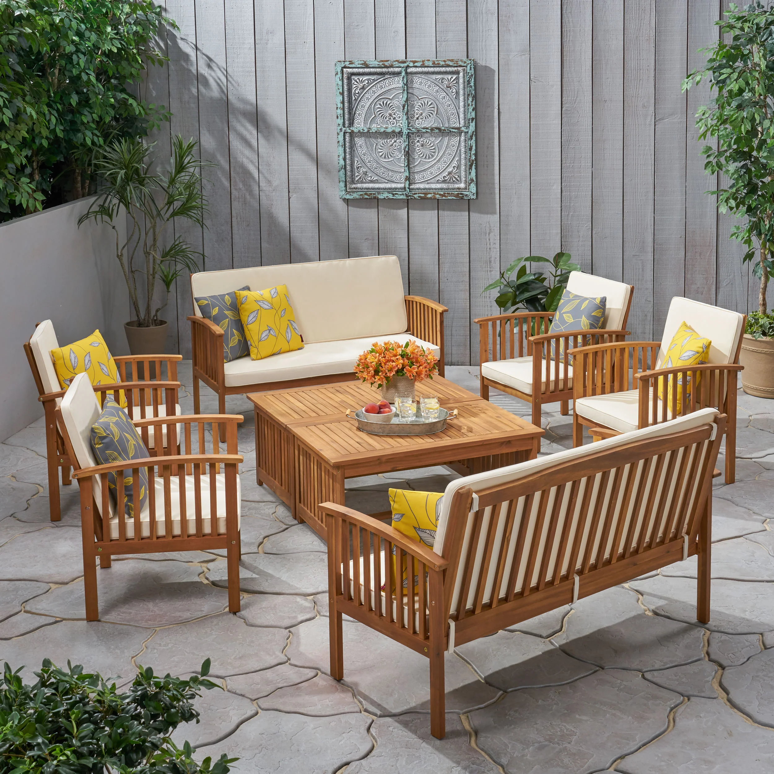 Cape Town Acacia Wood Outdoor Sofa Set - furnishings