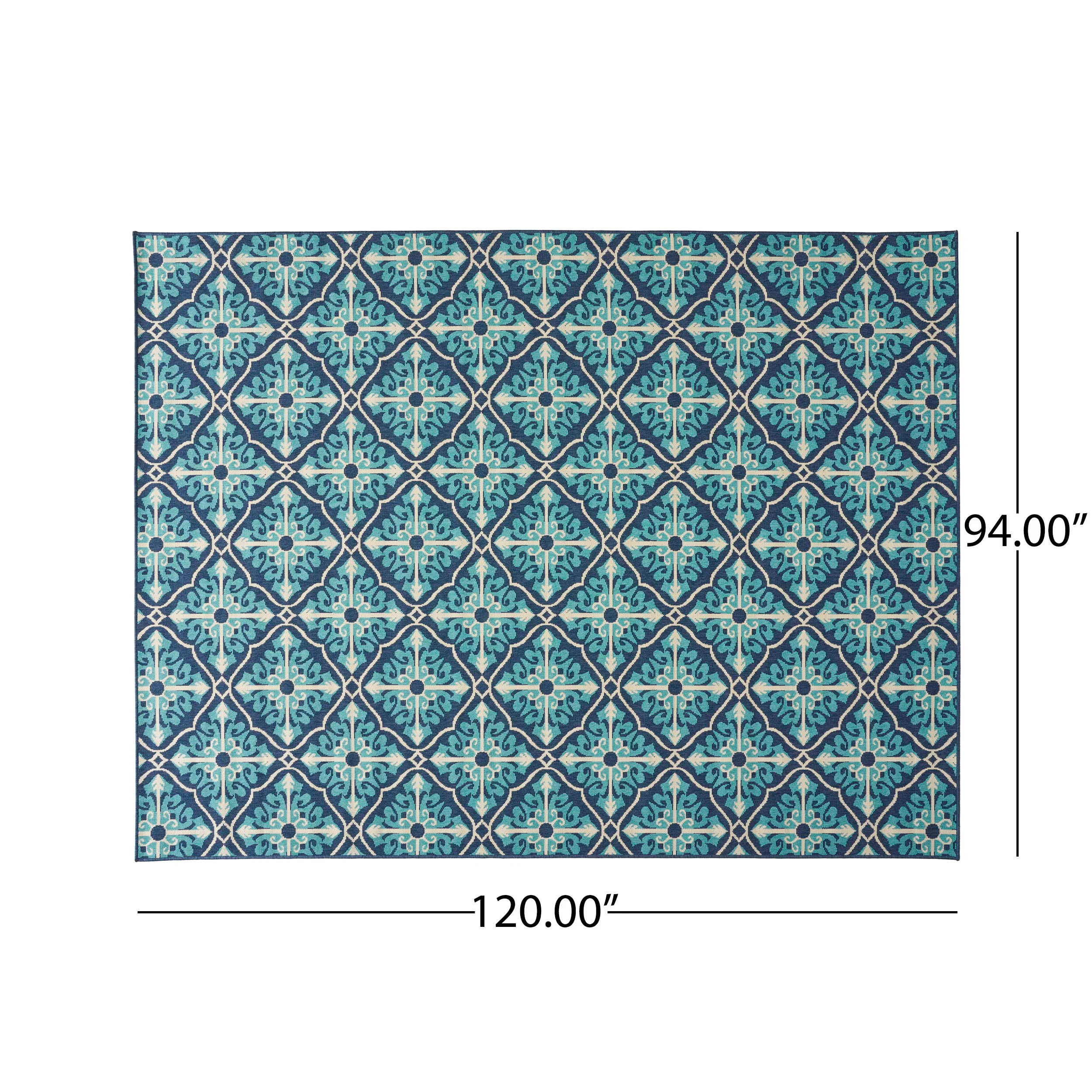 Jamia Outdoor Trellis Area Rug, Navy and Blue - furnishings