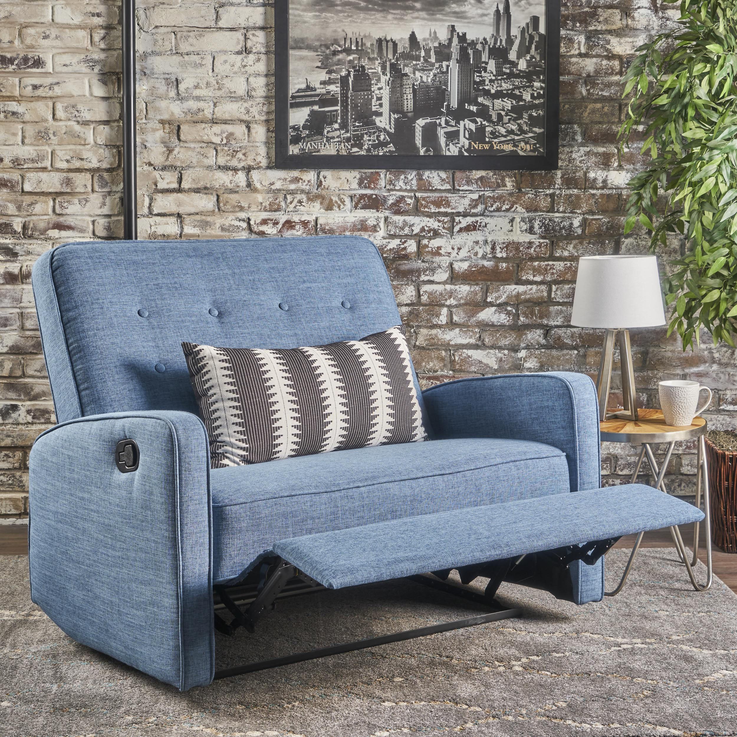 Callade Buttoned Fabric Reclining Loveseat - furnishings