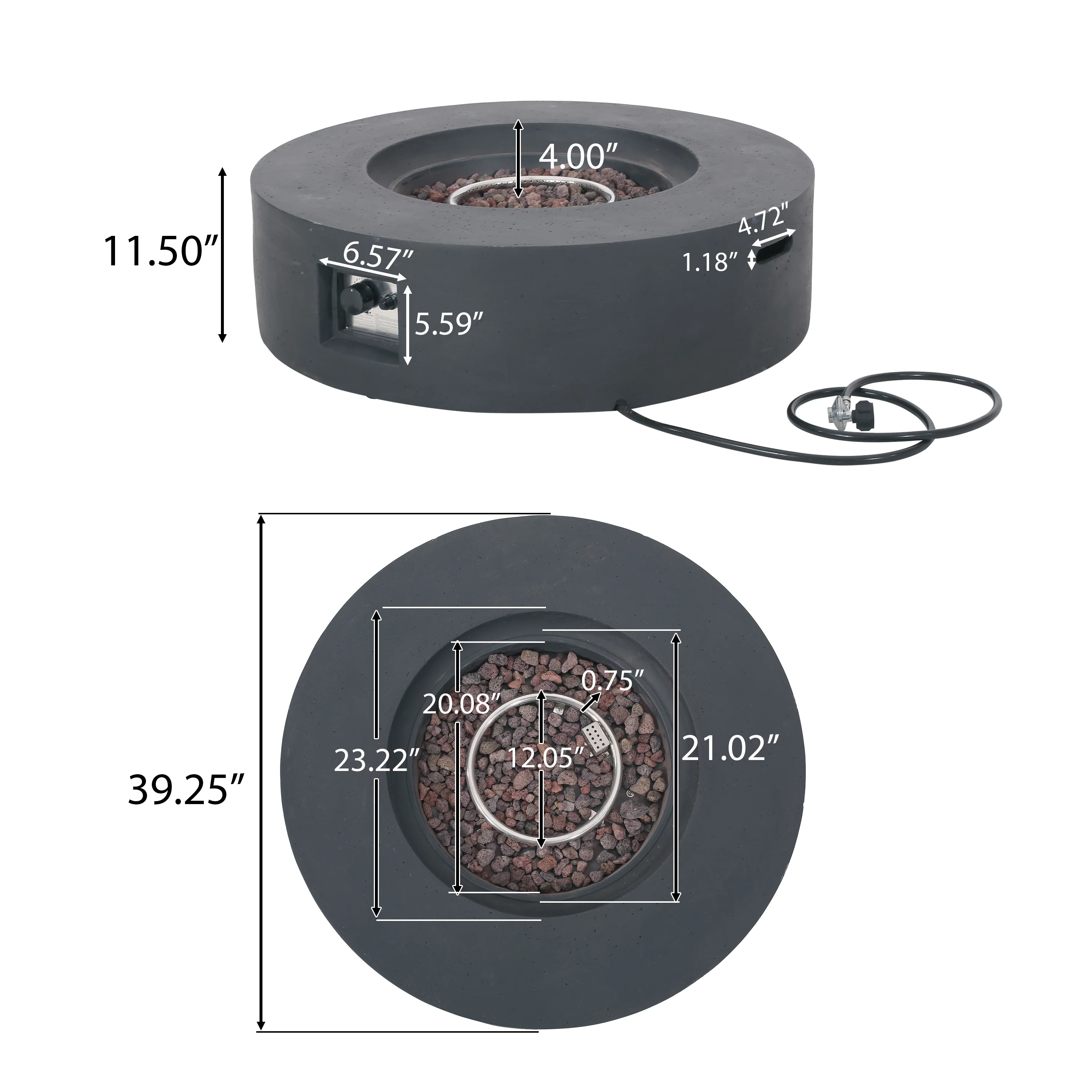 Hearth Circular 50K BTU Outdoor Gas Fire Pit Table with Tank Holder - furnishings
