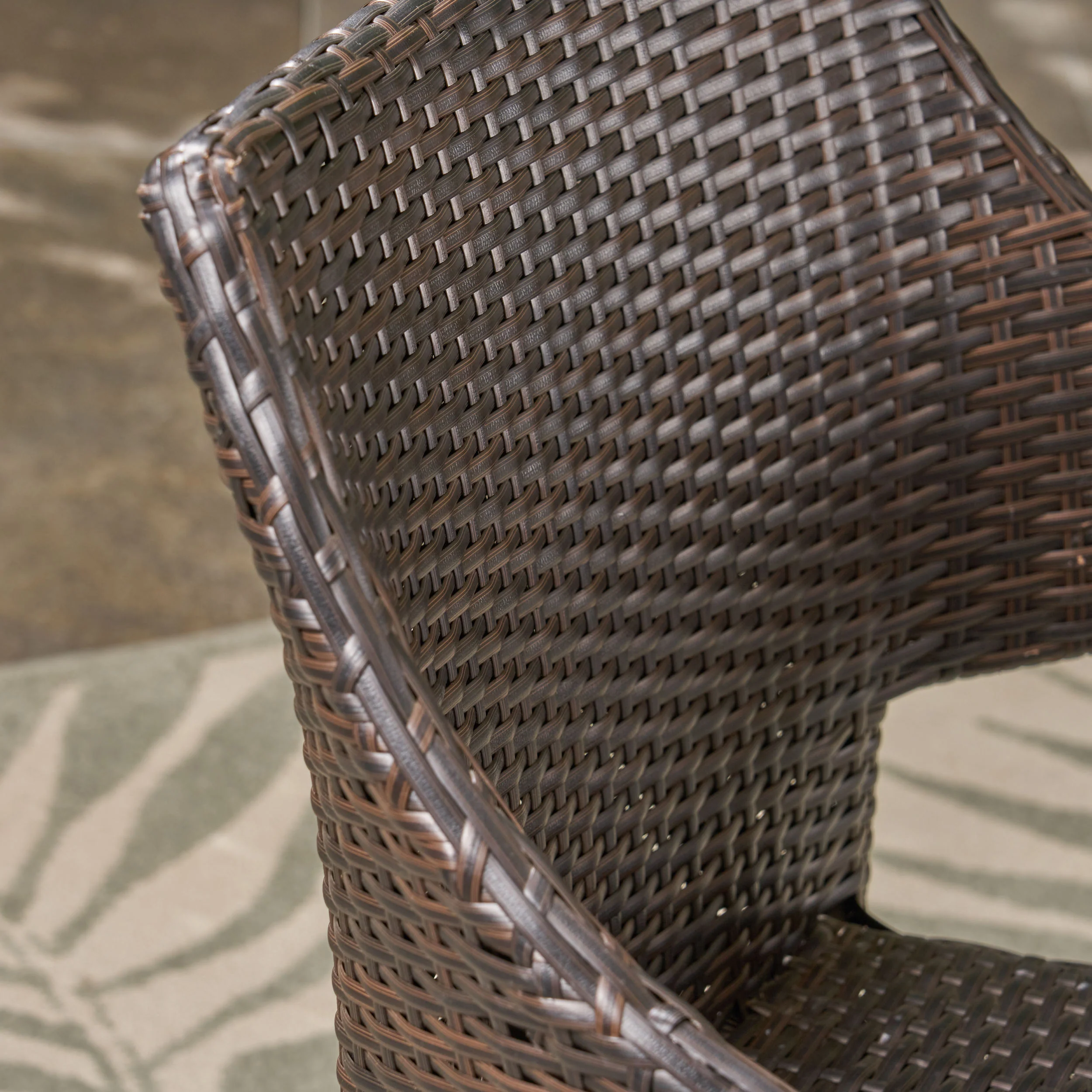 Barron Outdoor 6 Piece Dining Set with Wicker Chairs and Bench, Sandblast Teak and Multi Brown and Cream - furnishings