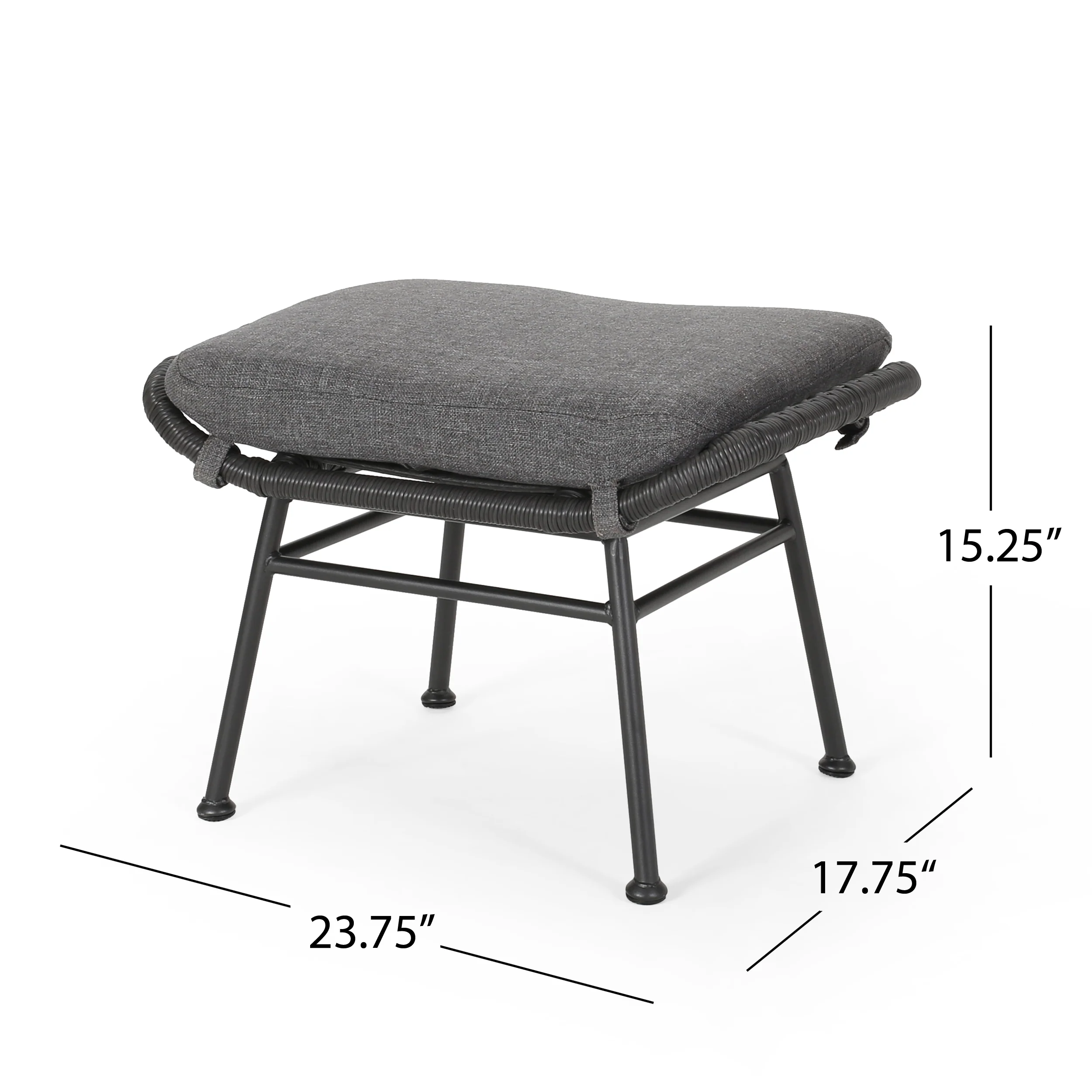 Gloria Outdoor Modern Boho Wicker Ottoman (Set of 2) - furnishings