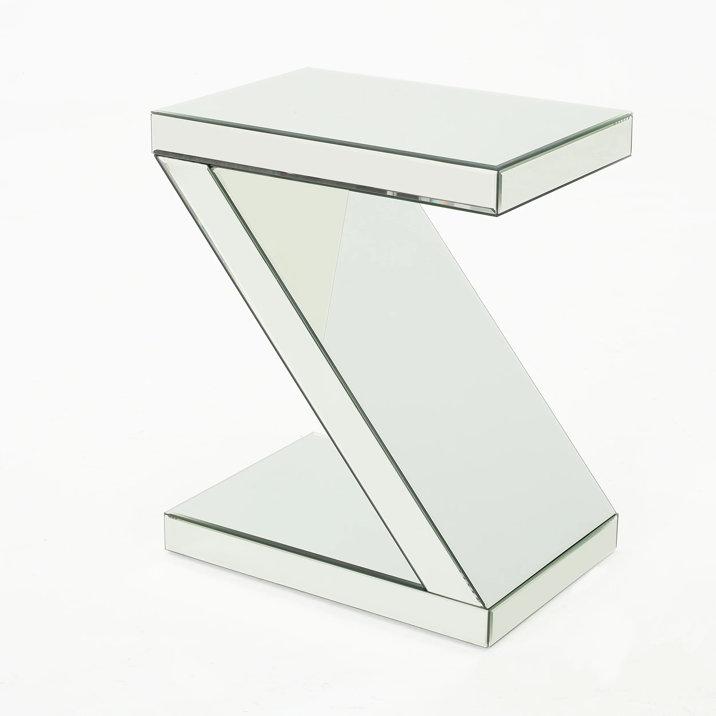 Adu Mirrored Z Shaped Side Table - furnishings