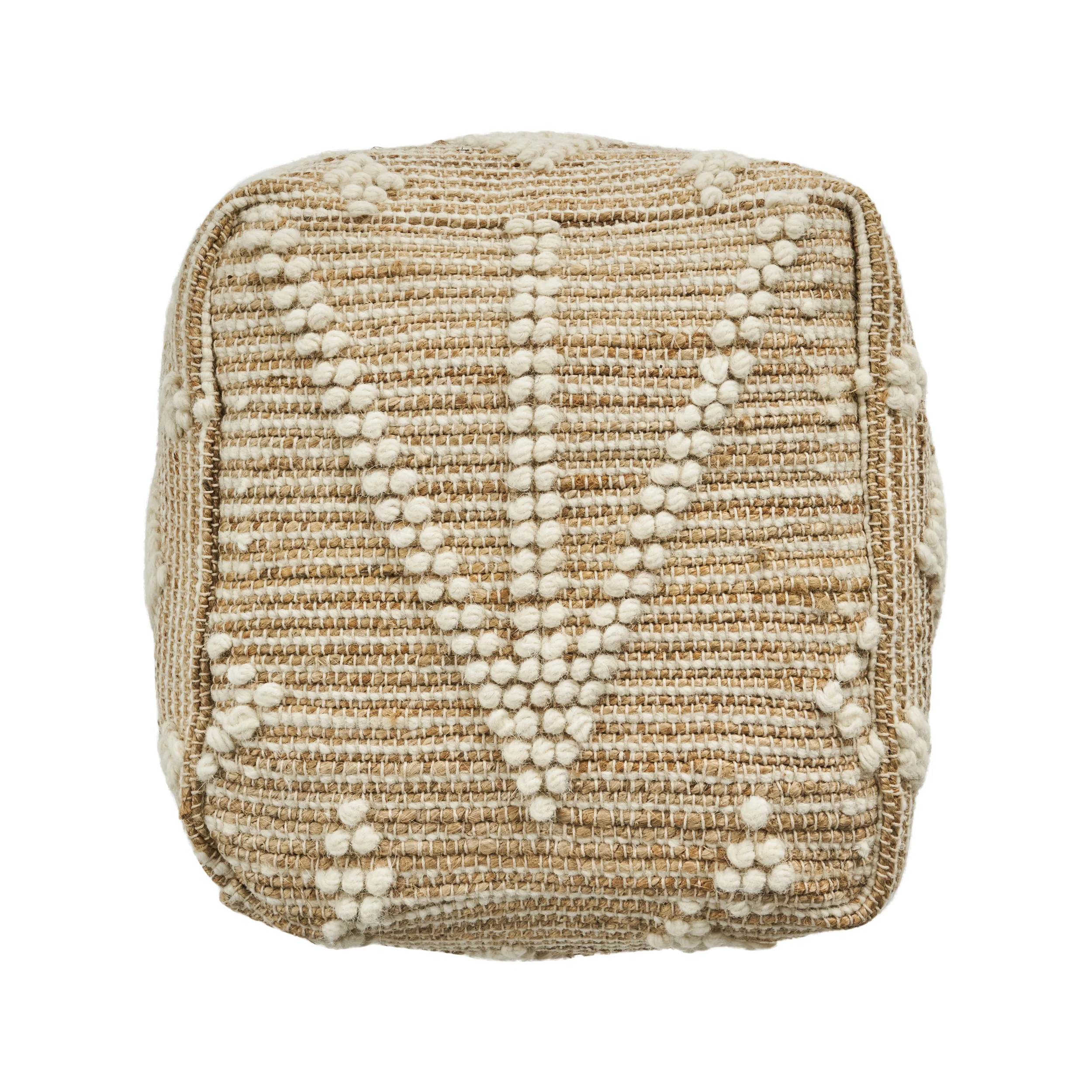 Khalila Boho Wool and Cotton Ottoman Pouf - furnishings