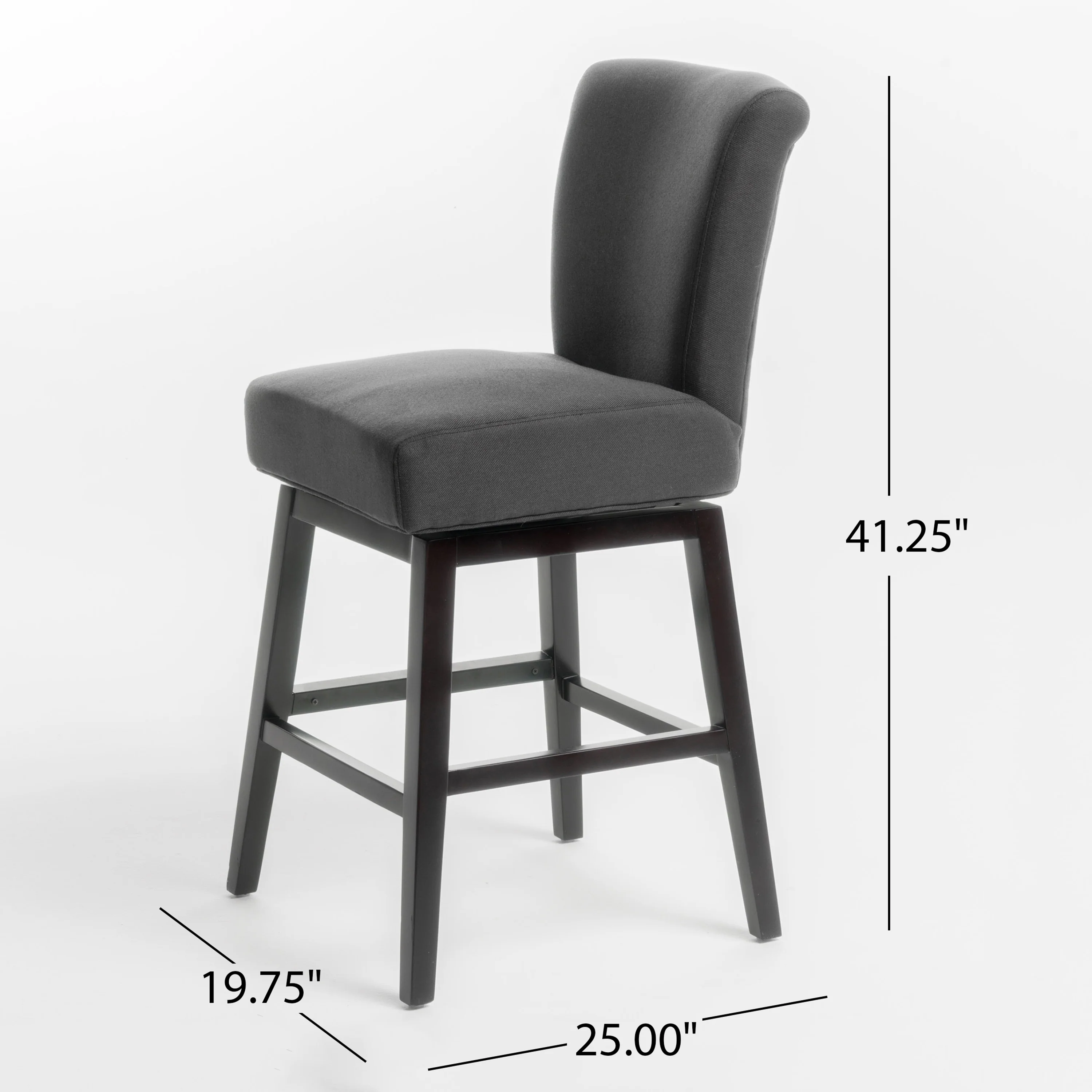 Tristan Contemporary Dark Charcoal Fabric Upholstered Swivel Counter Stool - furnishings
