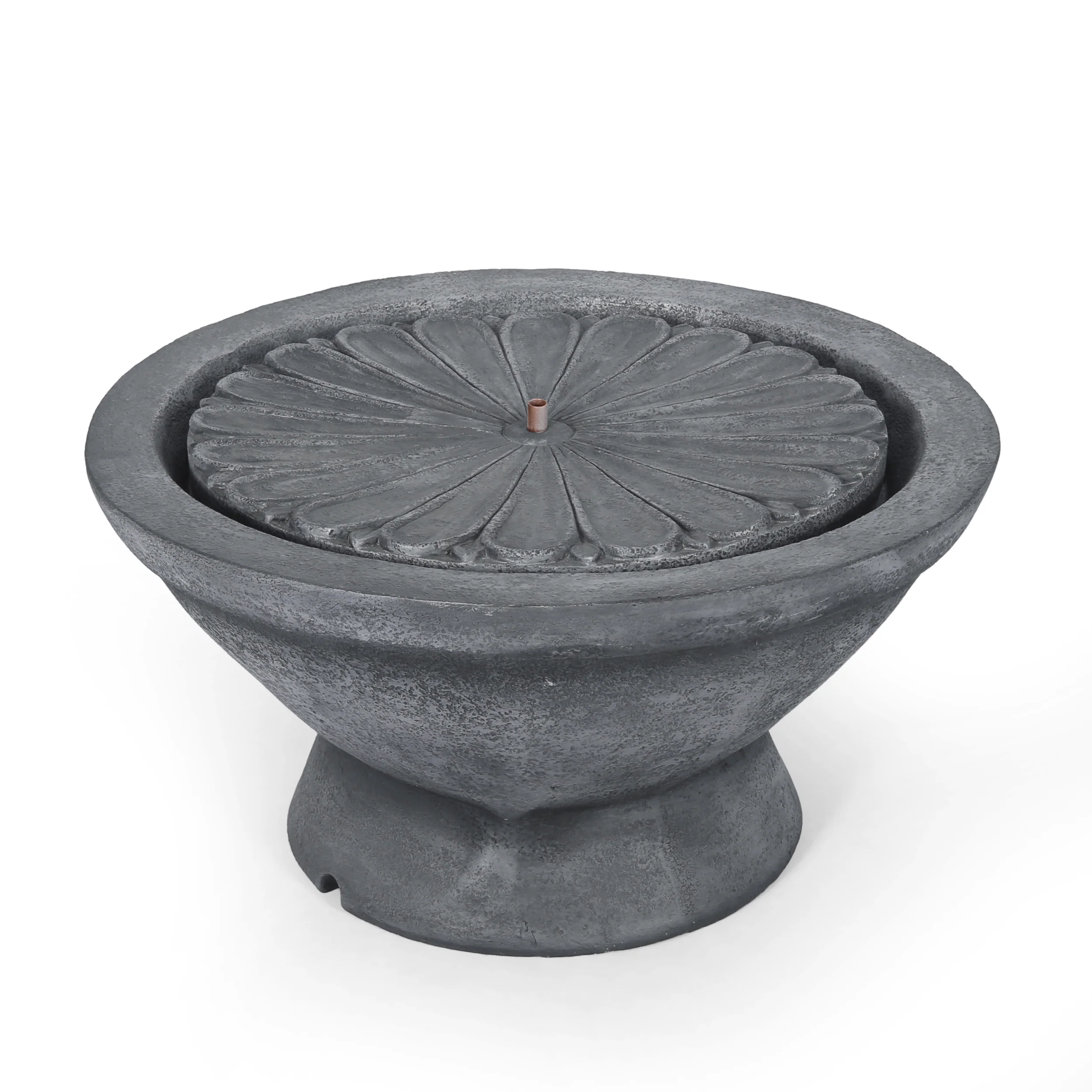Fredell Outdoor Flower Bowl Fountain, Light Gray - furnishings