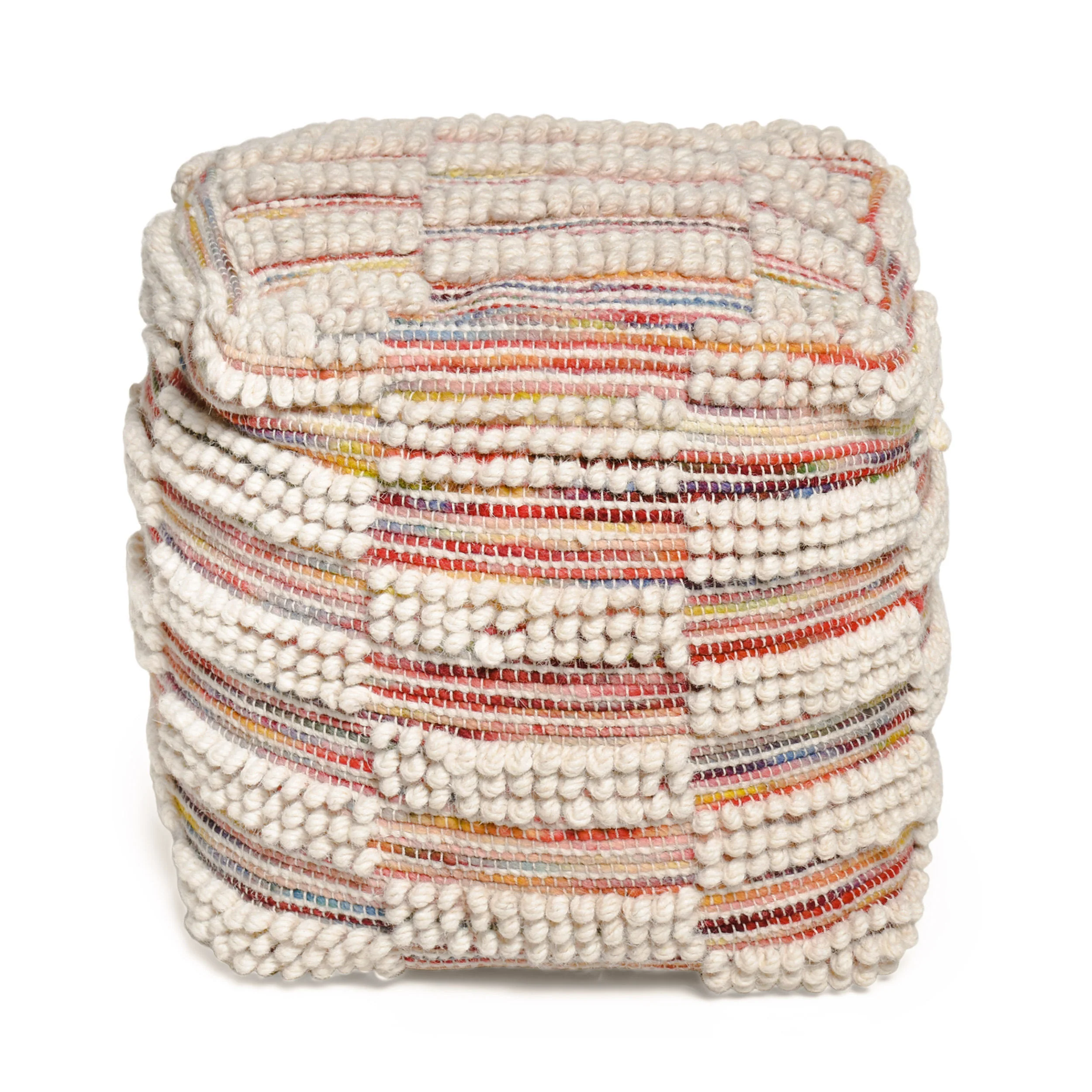 Taz Contemporary Handcrafted Fabric Cube Pouf - furnishings