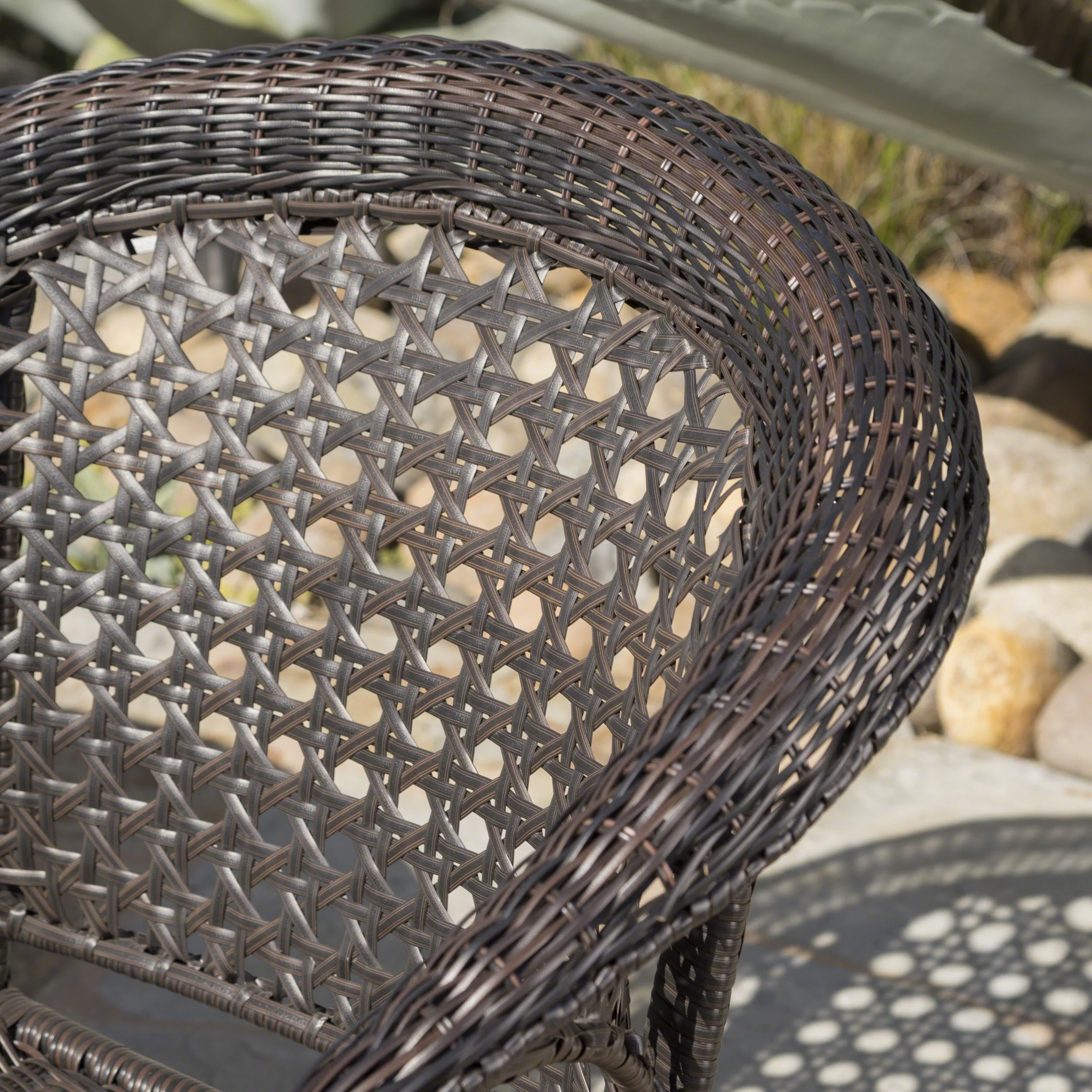 Matador Outdoor 7 Piece Multi-brown Wicker Oval Dining Set with Stacking Chairs - furnishings
