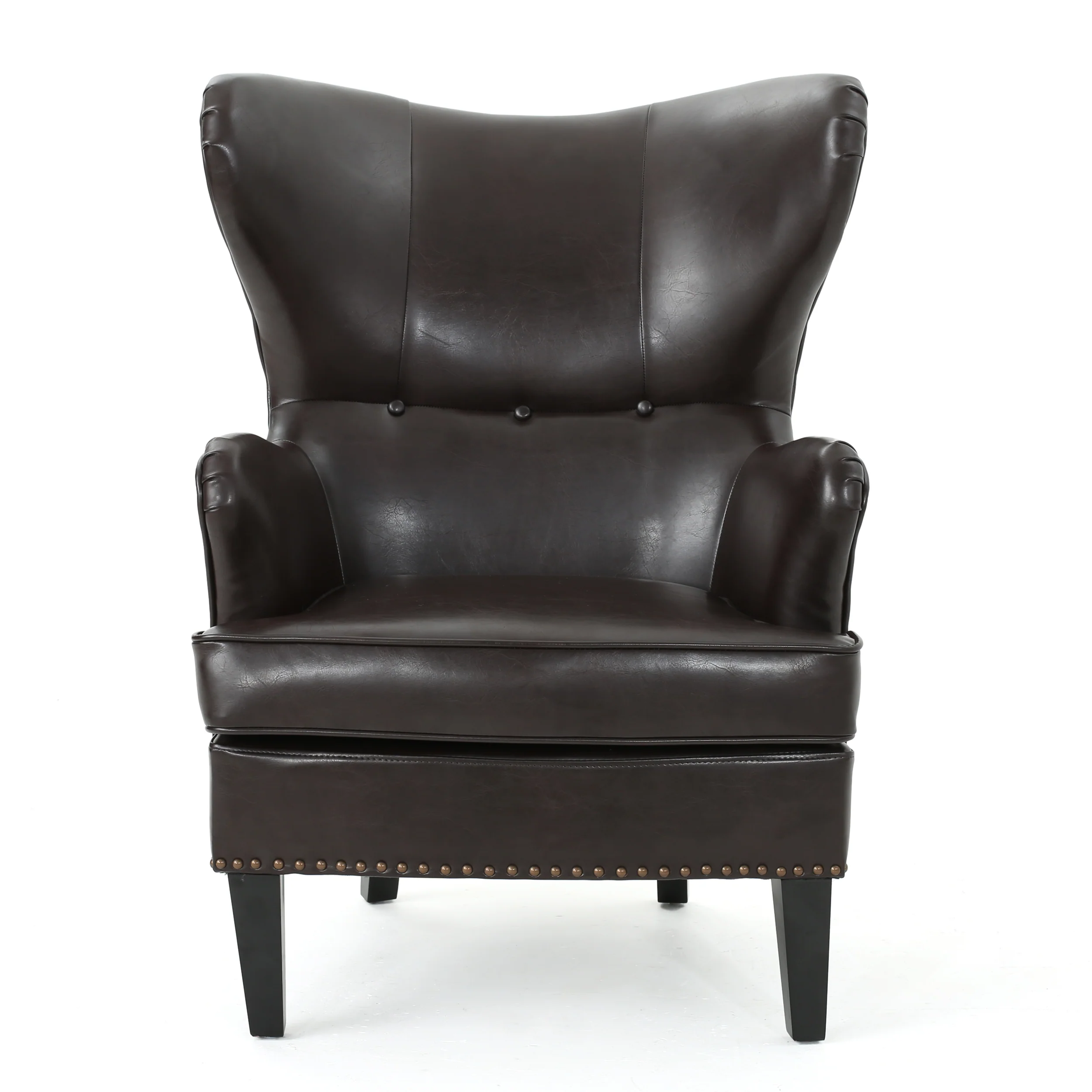 Romford Leather High Back Wingback Armchair - furnishings