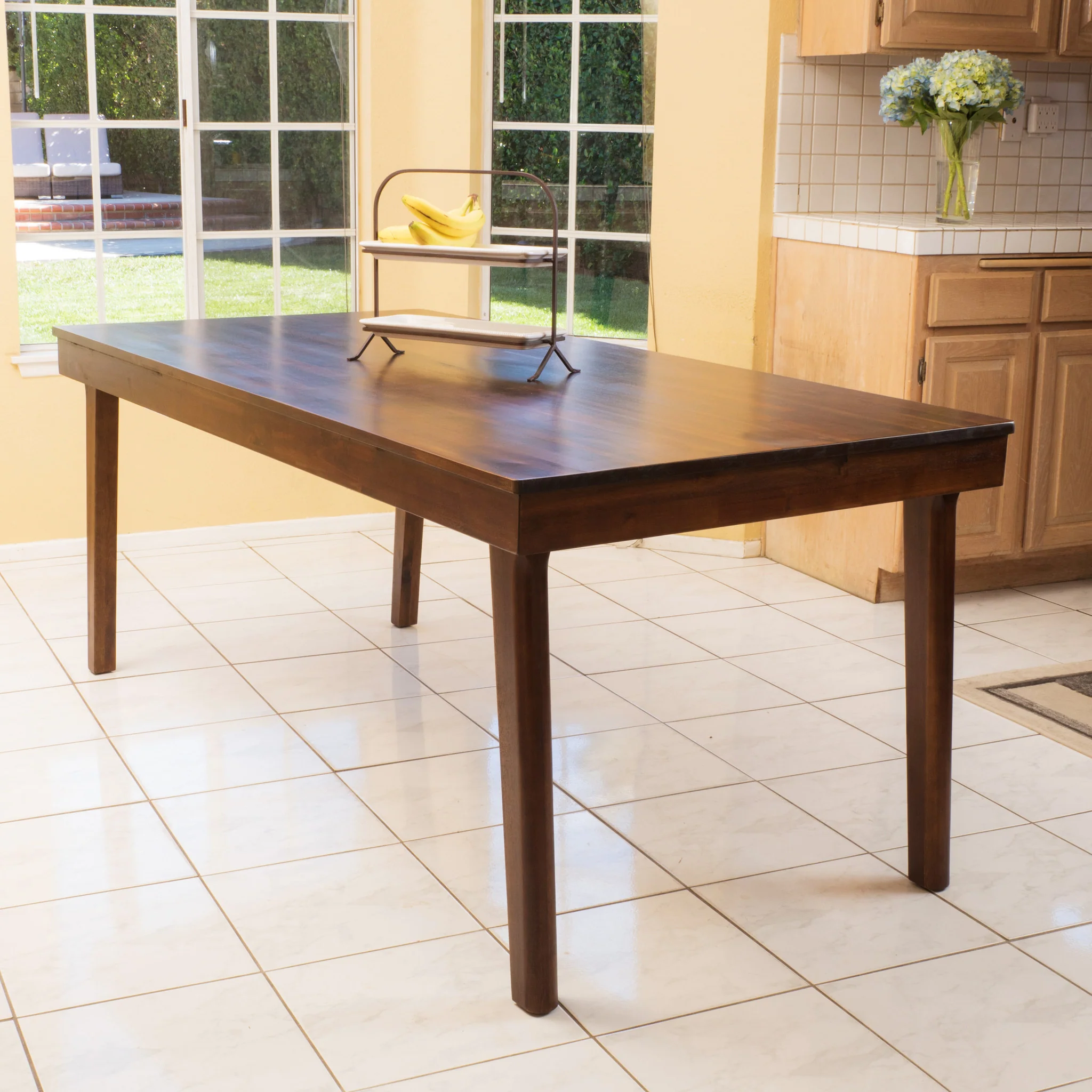 Logan Mid Century Modern Acacia Wood Dining Table, Mahogany - furnishings