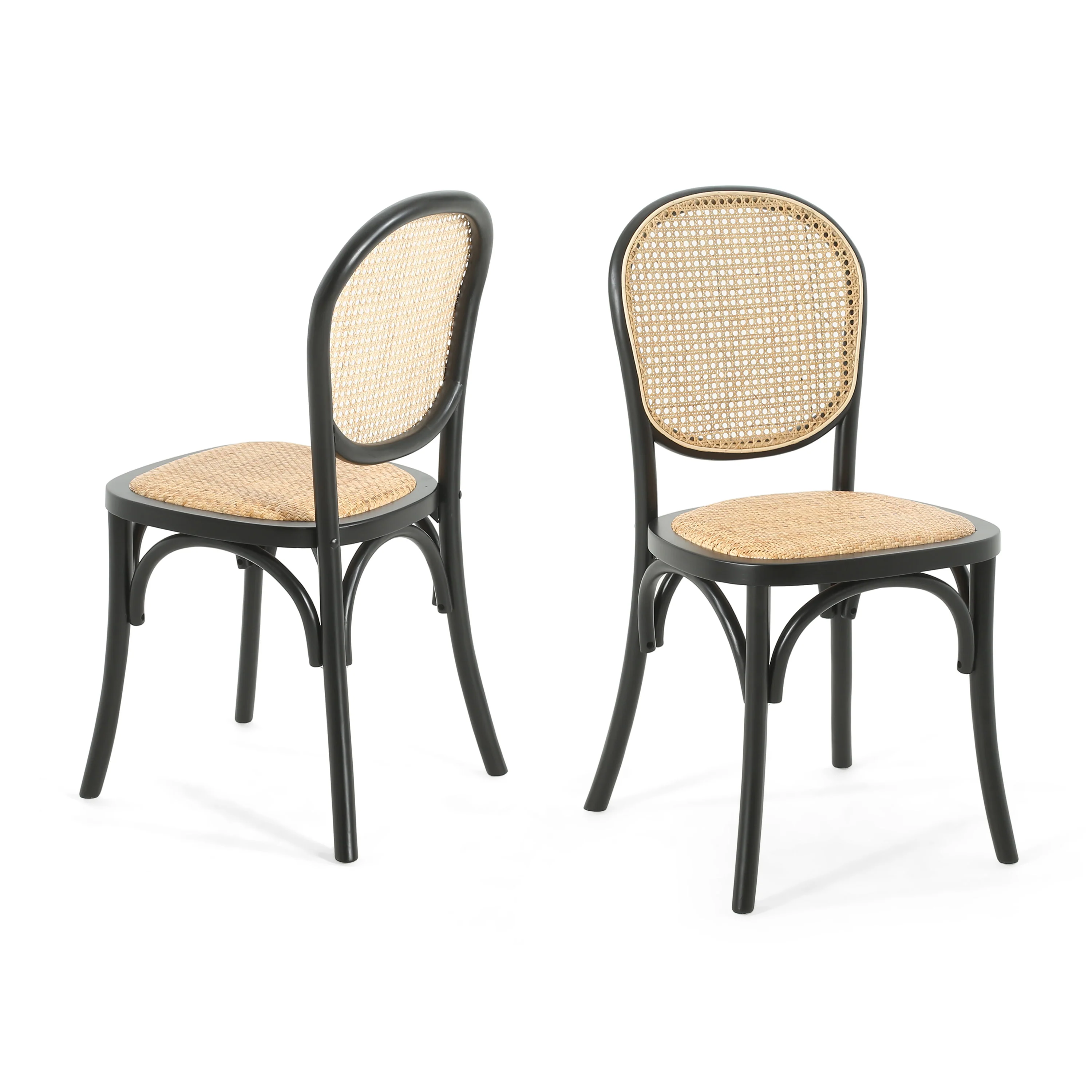 Torin Wood Dining Chair with Cane Rattan Wood Webbing - furnishings