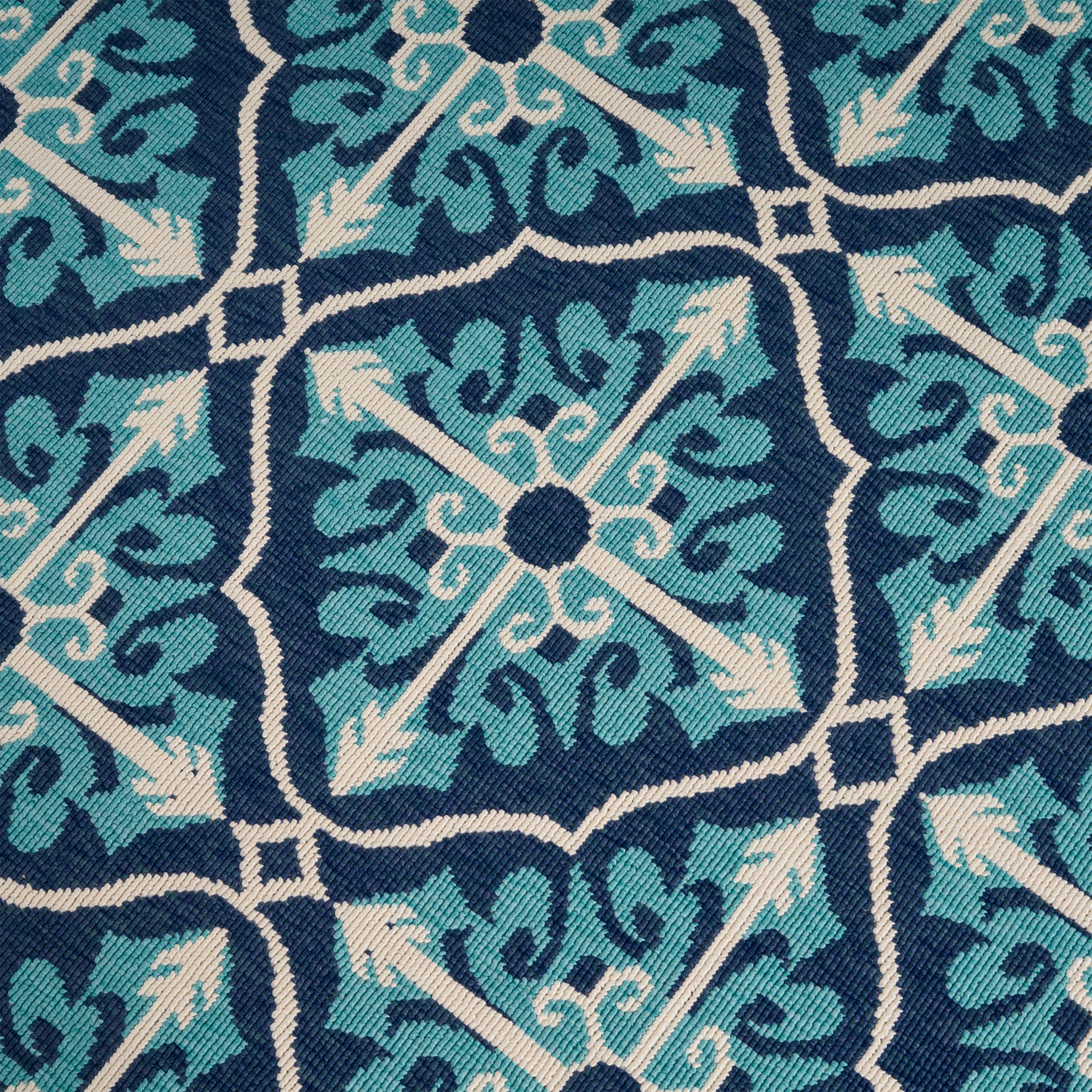Jamia Outdoor Trellis Area Rug, Navy and Blue - furnishings