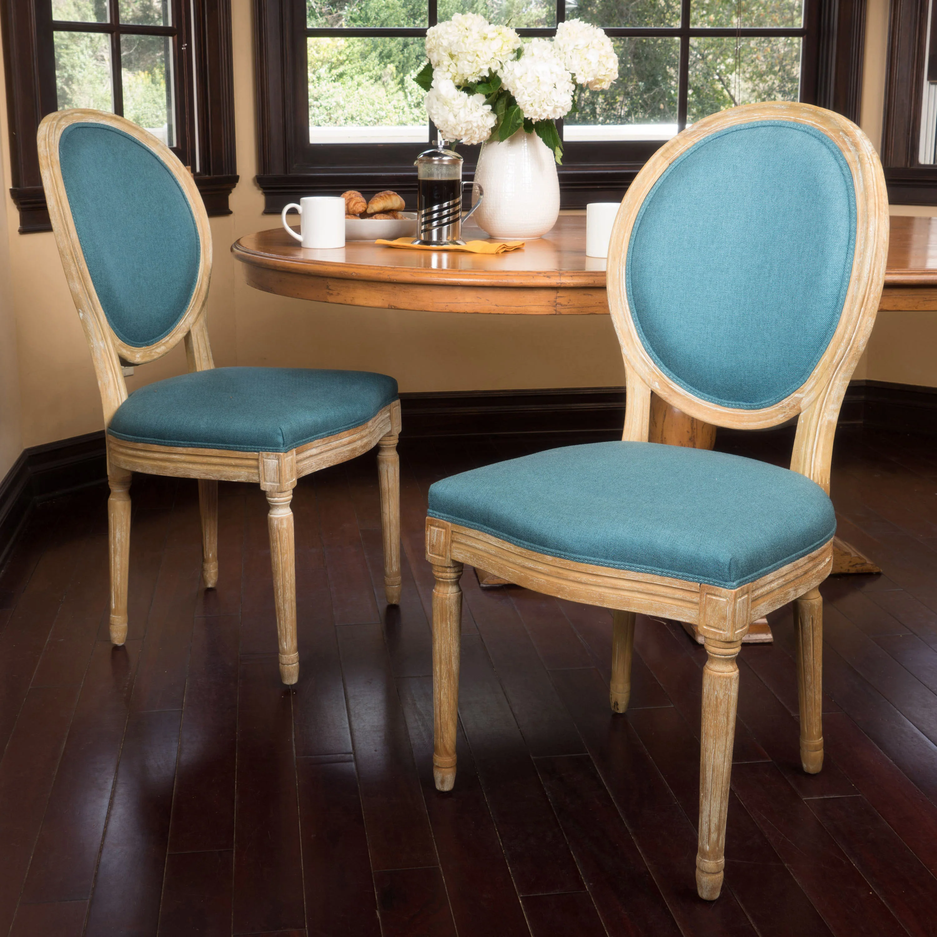Phinnaeus French Country Fabric Dining Chairs (Set of 2) - furnishings