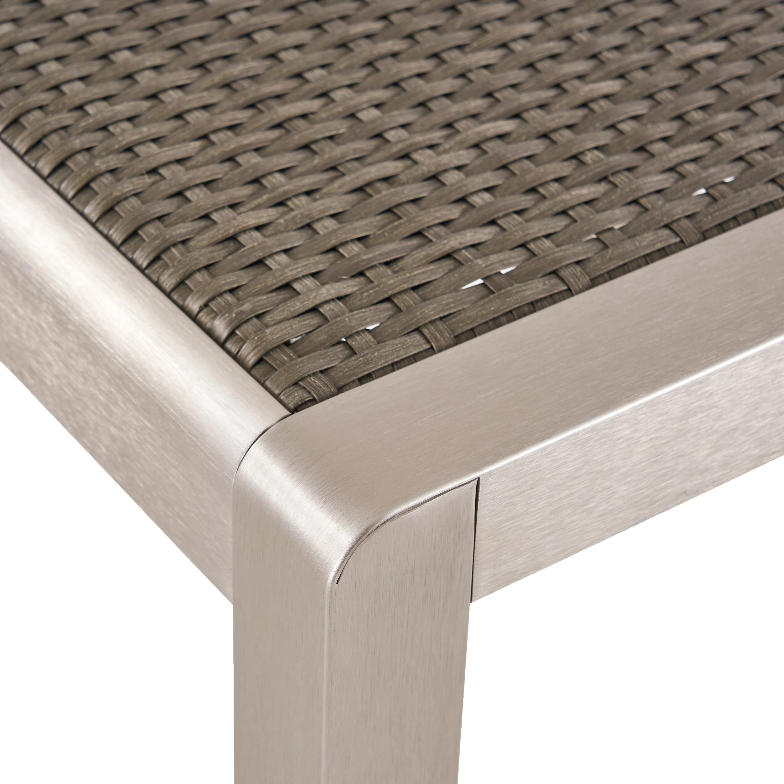 Danitza Outdoor Modern 4 Seater Aluminum Dining Set with Wicker Table Top - furnishings