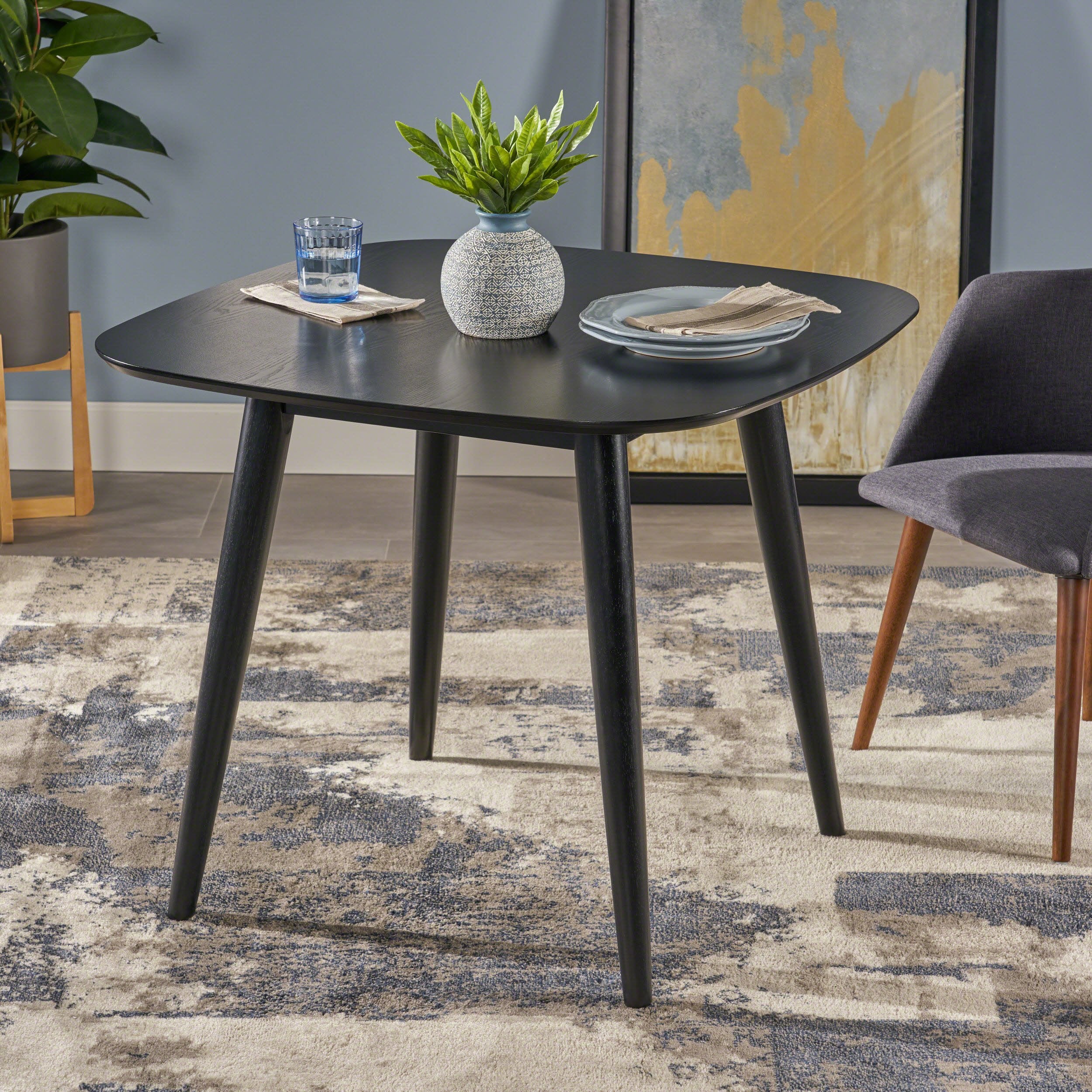 Bass Mid Century Modern Square Faux Wood Dining Table - furnishings