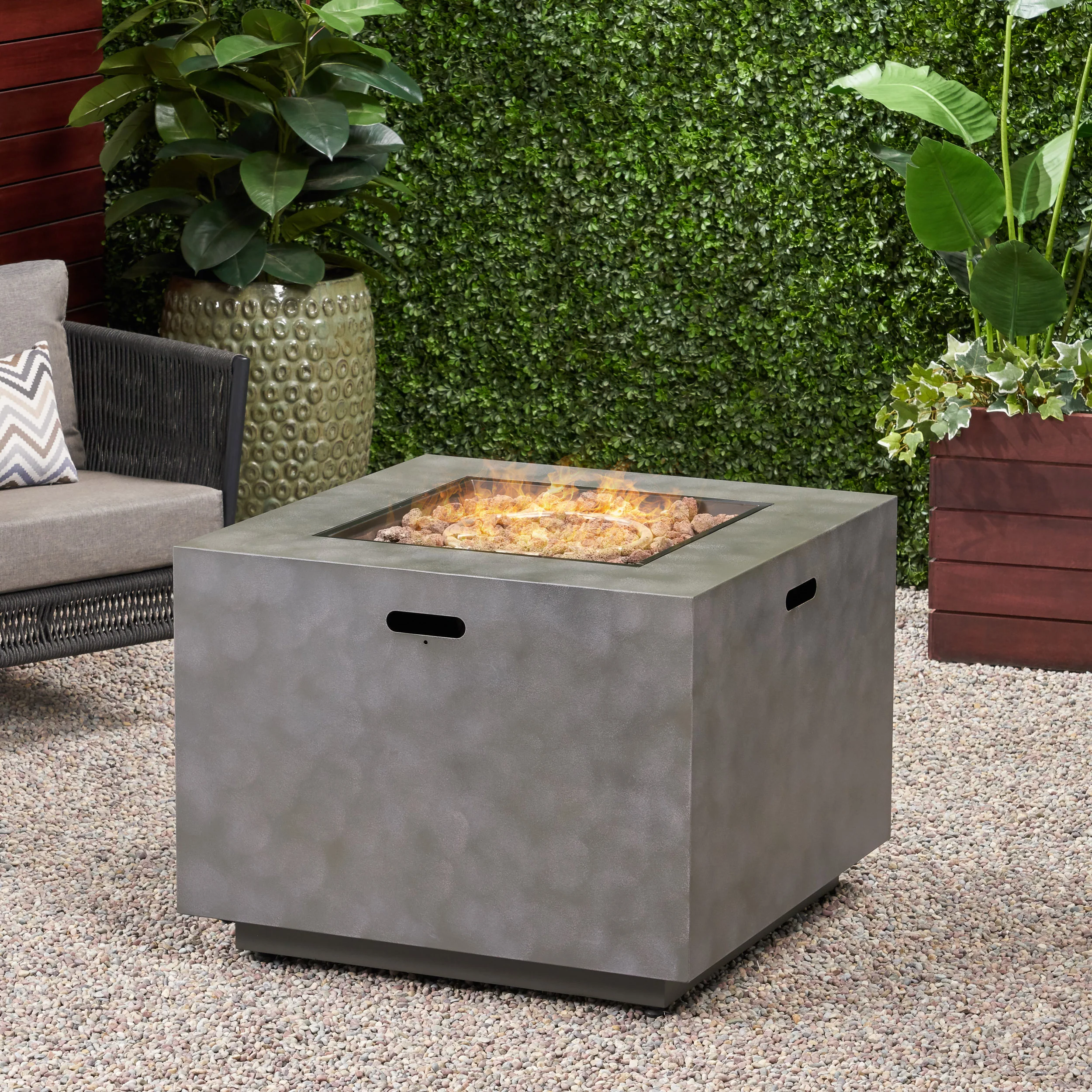 Jasmine Outdoor 33-Inch Square Fire Pit - furnishings